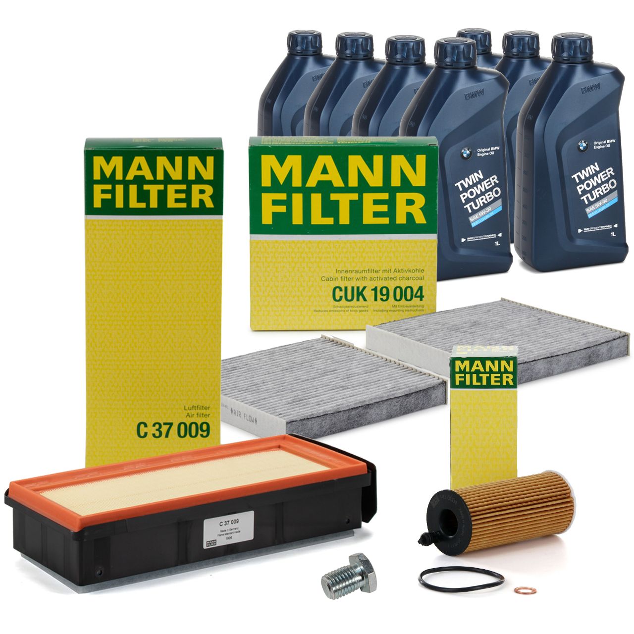 MANN Filterset 3-tlg + 7L ORIGINAL 5W30 Motoröl BMW X3 F25 X4 F26 30d 35d N57