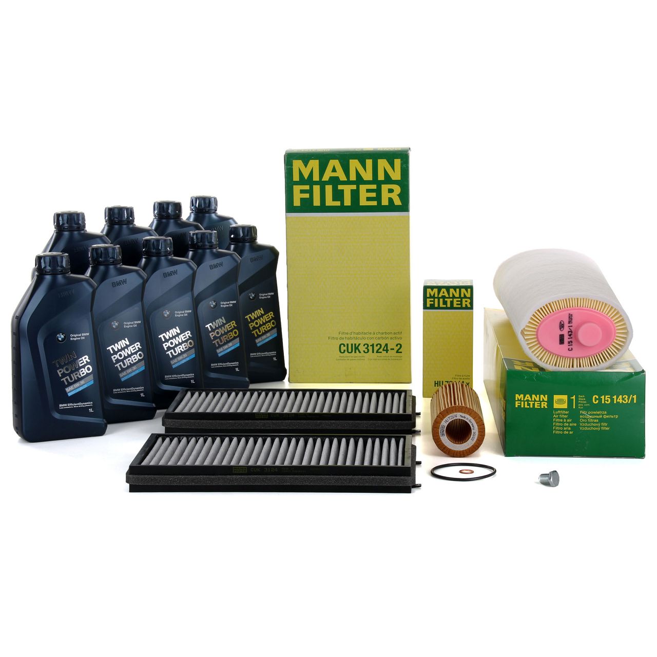 MANN Filterset 3-tlg + 9L ORIGINAL 5W30 Motoröl BMW 7er E65 E66 E67 730d 204-231 PS M57