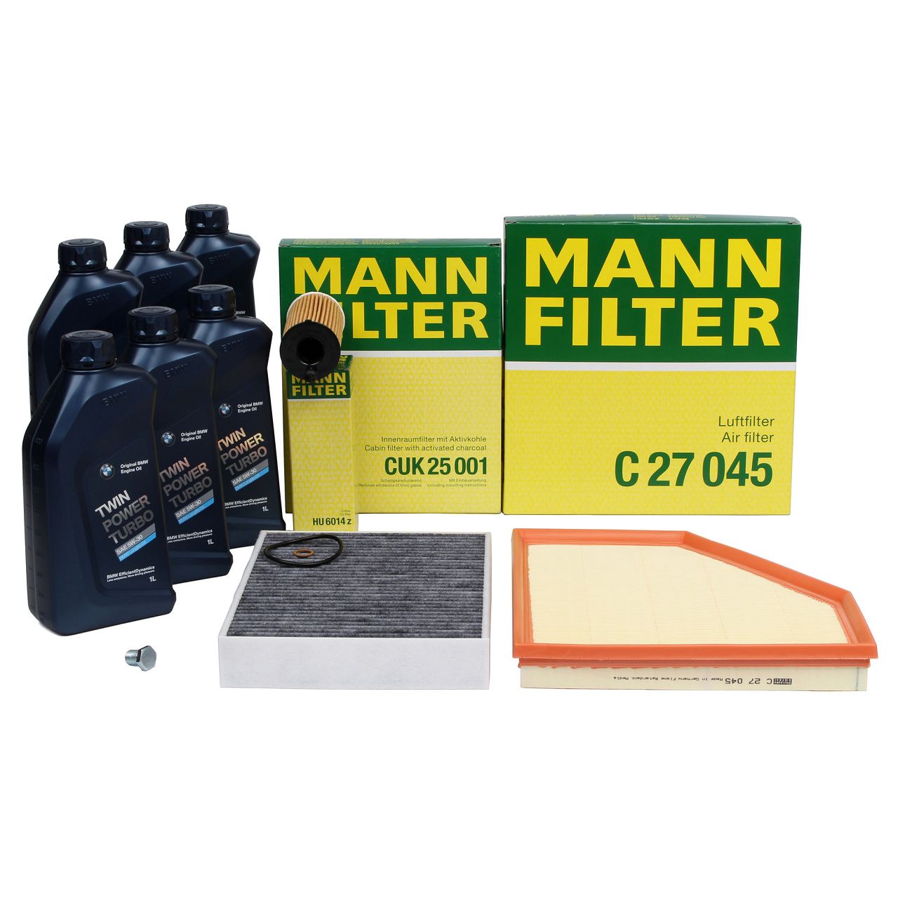 MANN Filterset + 6L ORIGINAL 5W30 Motoröl BMW F20 F21 F22 F23 F30 F31 F34 F32 F33 F36 B48