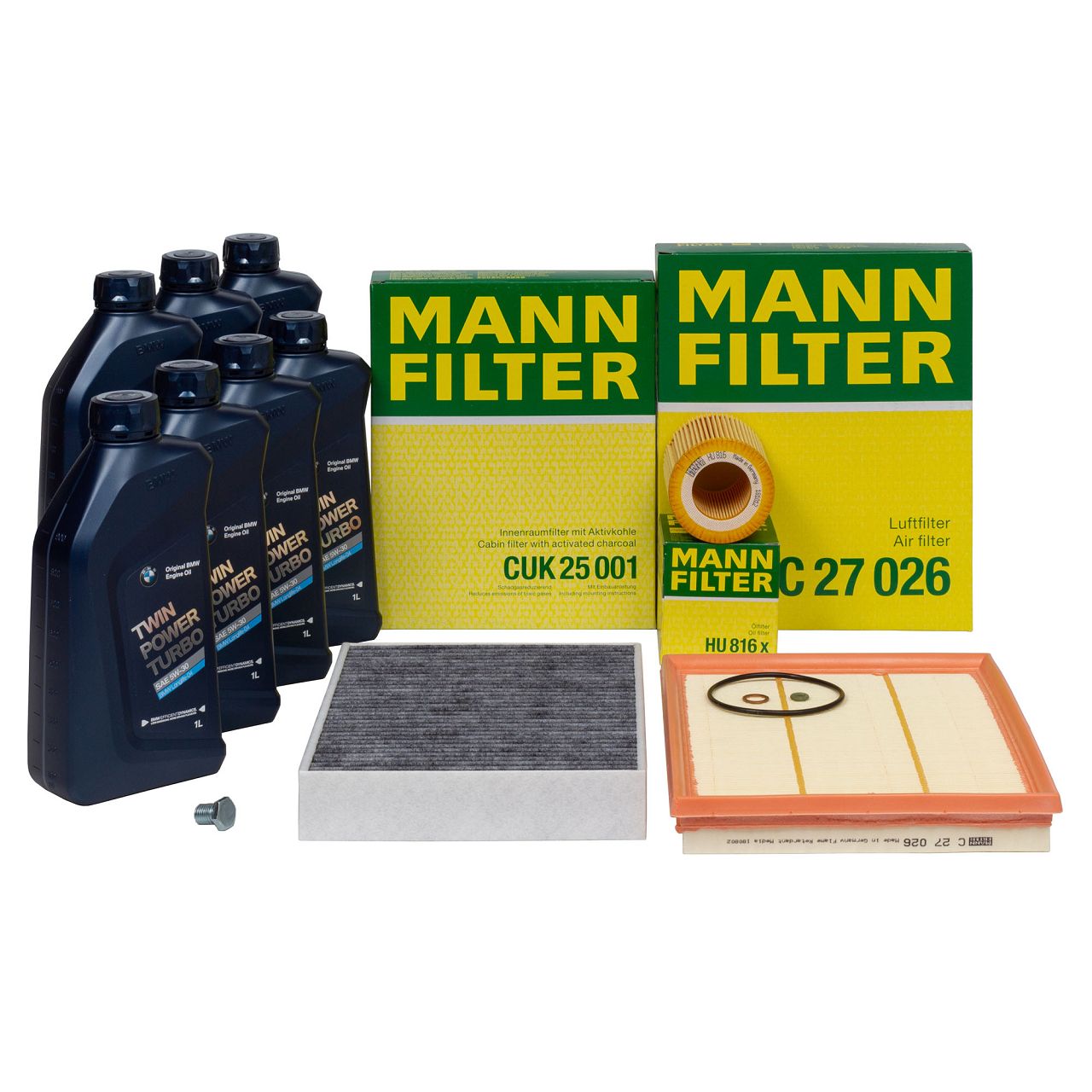 MANN Filterset + 7L ORIGINAL 5W30 Motoröl BMW F20/21 M135i F22/23 M235i F30-34 F32-36 N55