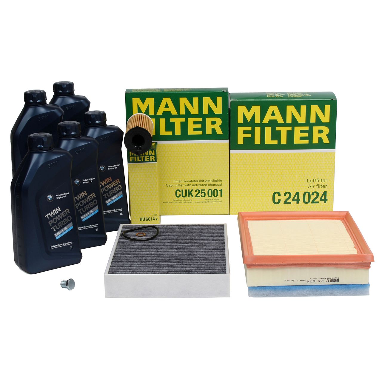 MANN Filterset 3-tlg + 5L ORIGINAL 5W30 Motoröl BMW F20 F21 F22 F23 F30-34 F32-36 B37 B47