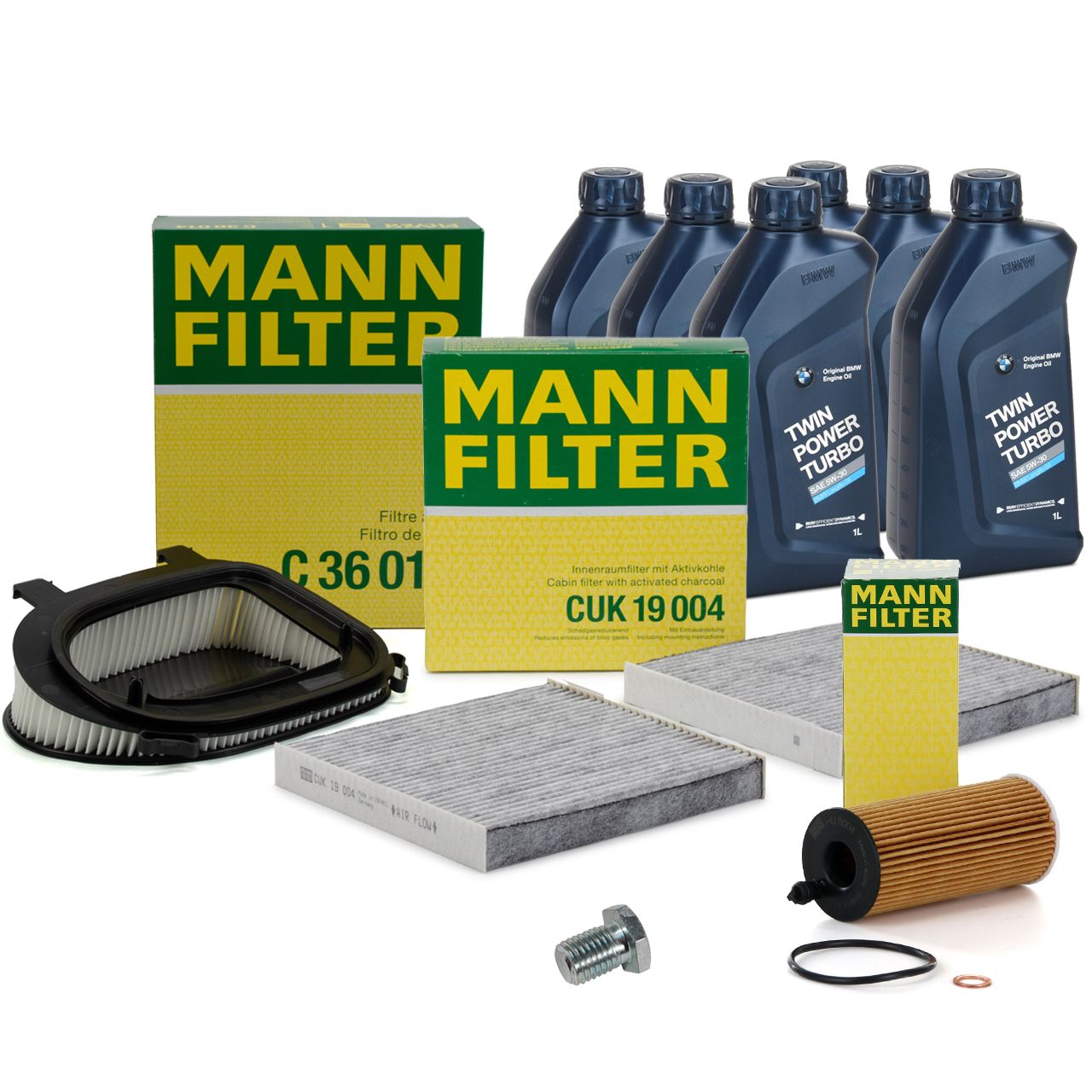 MANN Filterset 3-tlg + 6L ORIGINAL 5W30 Motoröl BMW X3 F25 18d 20d 30d N47 N57