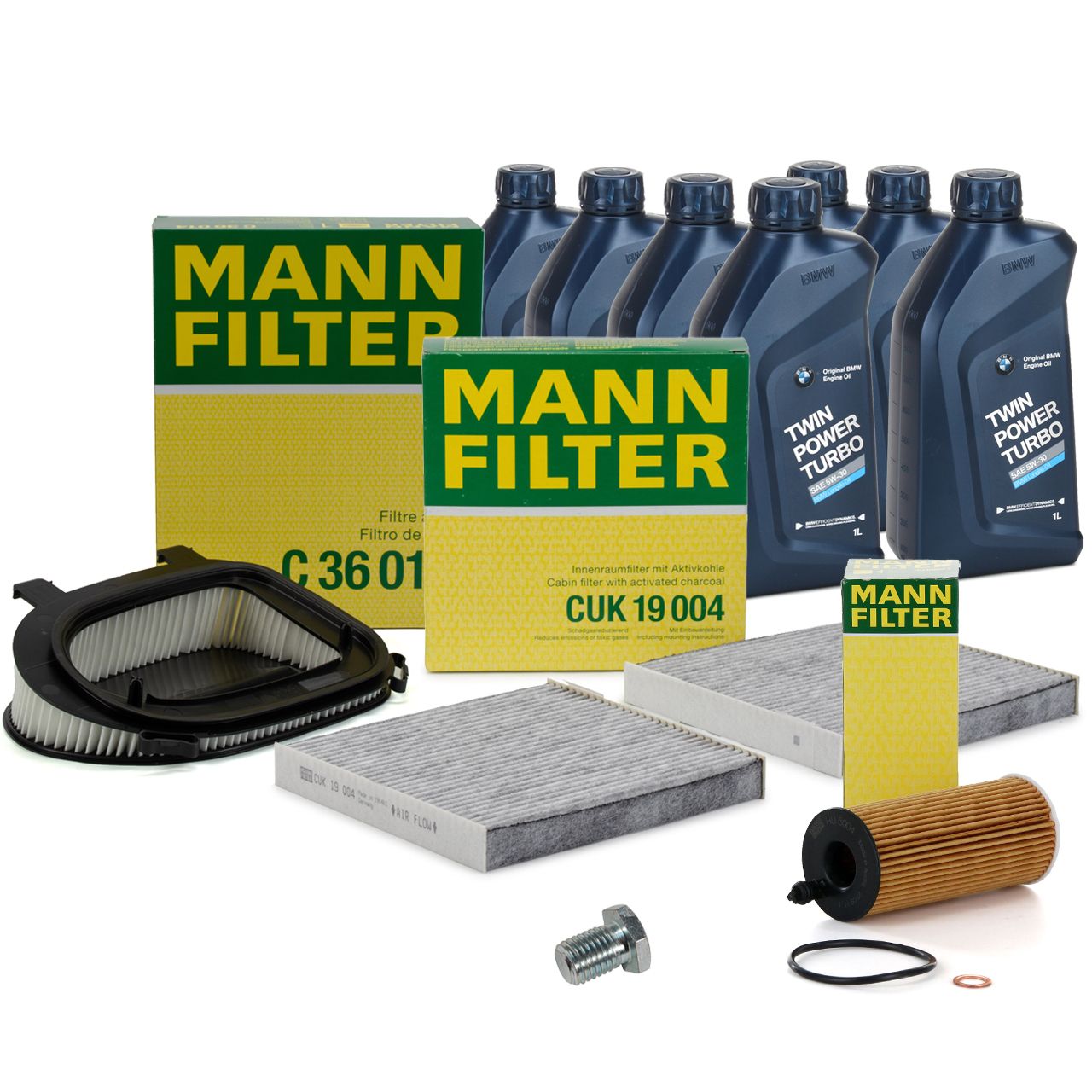 MANN Filterset 3-tlg + 7L ORIGINAL 5W30 Motoröl BMW X3 F25 18d 20d 30d N47 N57