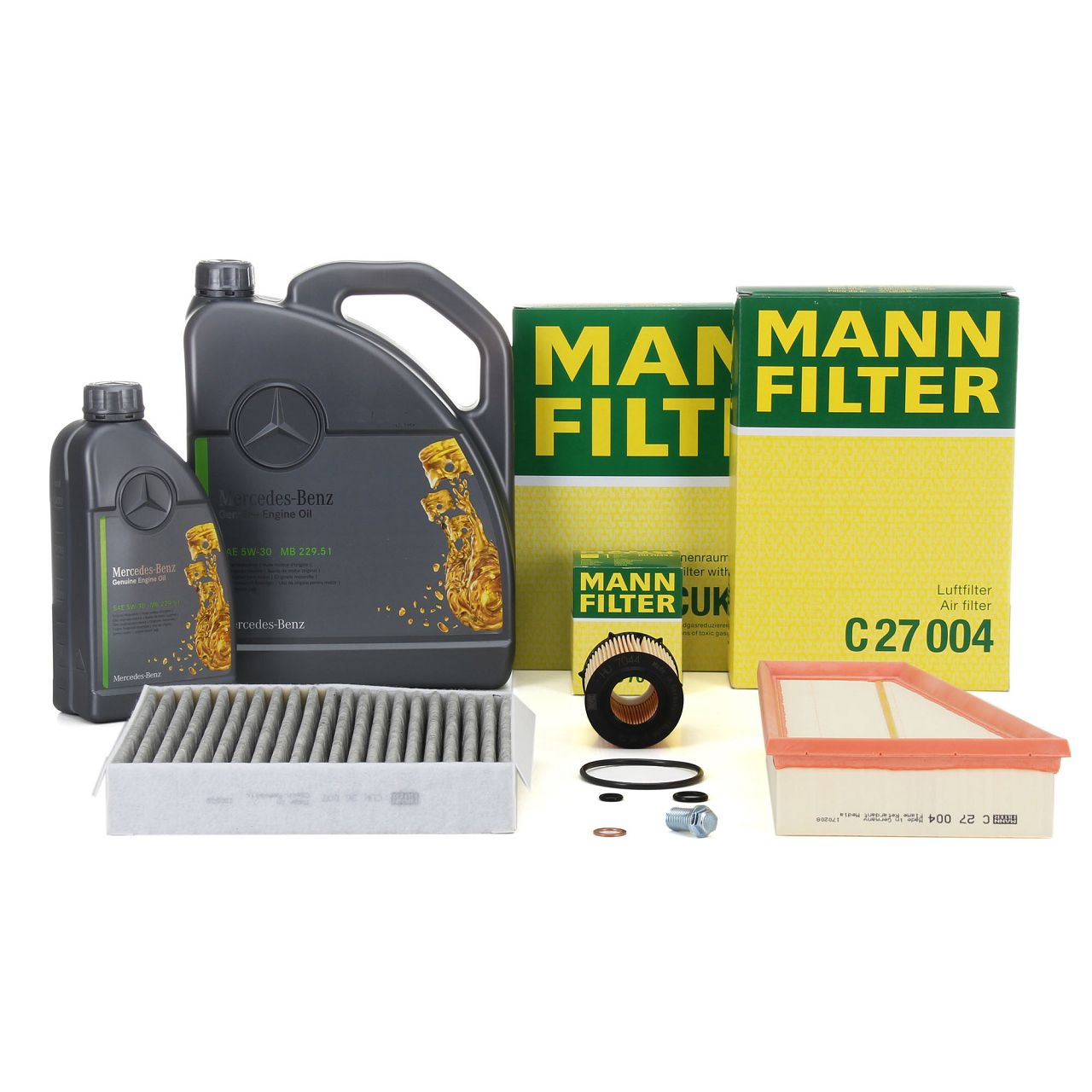 MANN Filterset + 6L ORIGINAL 5W30 Motoröl MERCEDES W176 W246 C117 X117 X156 M270