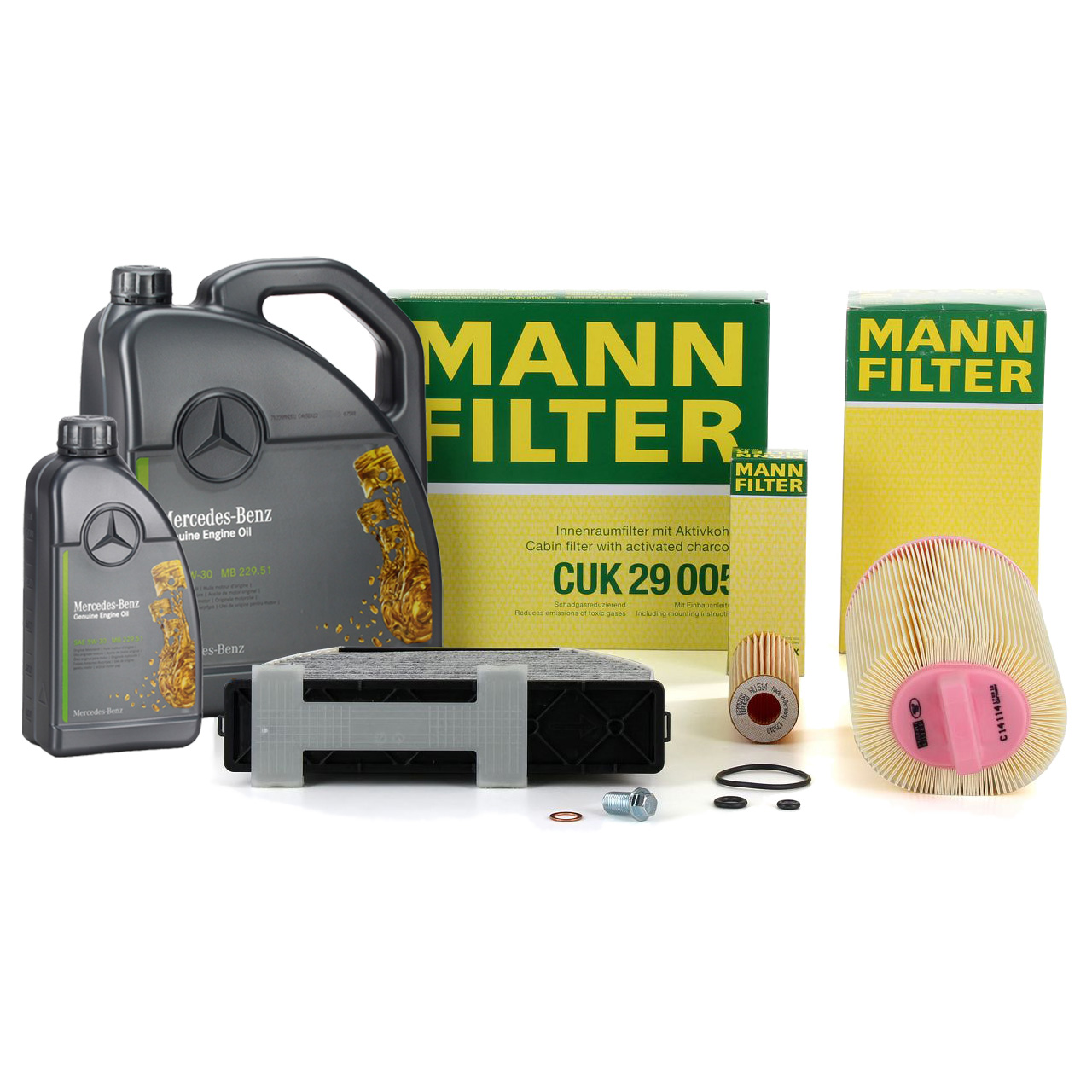 MANN Filterset + 6L ORIGINAL 5W30 Motoröl MERCEDES W204 S204 C180 C200 W212 E200NGT M271