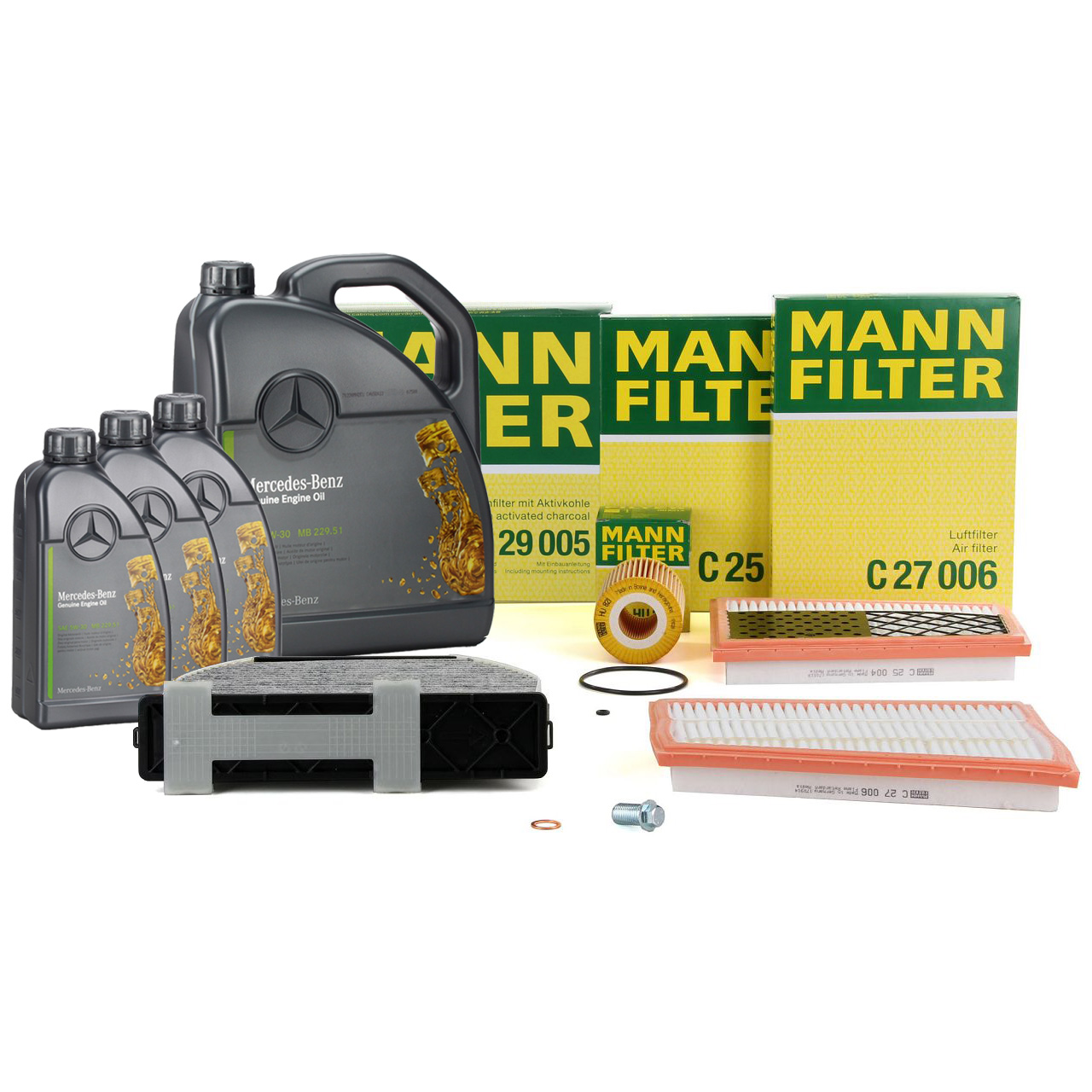 MANN Filterset 3-tlg + 8L ORIGINAL 5W30 Motoröl MERCEDES W204 S204 X204 320/350CDI OM642