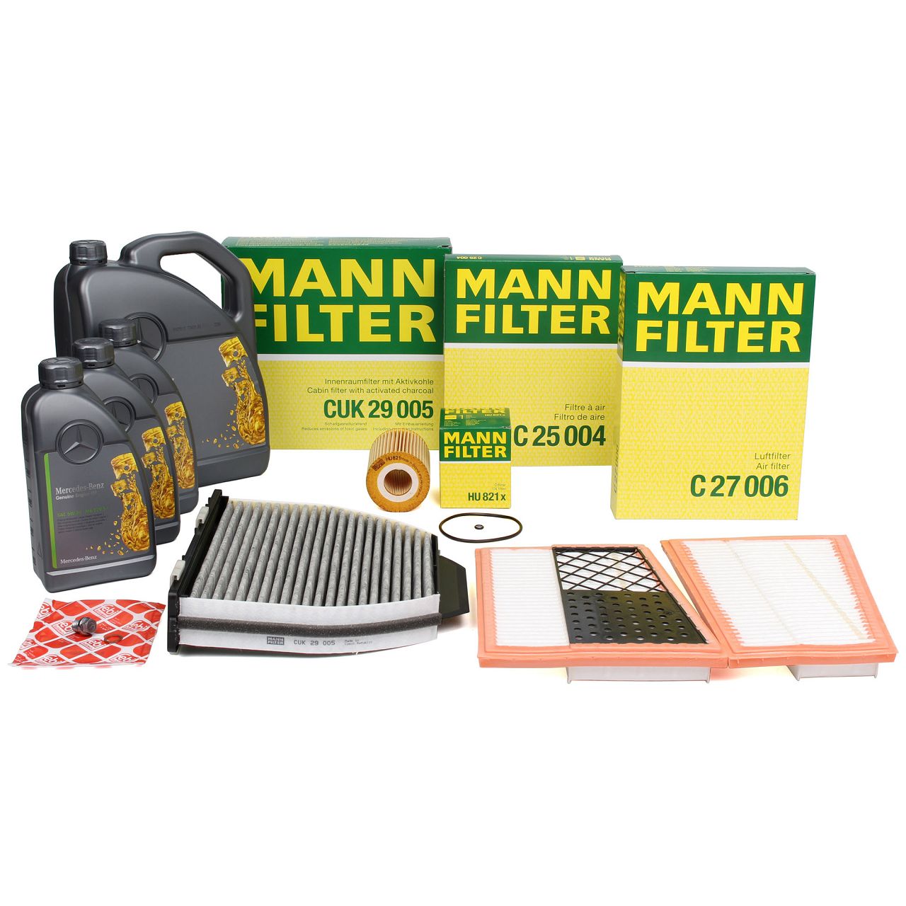 MANN Filterset 3-tlg + 8L ORIGINAL 5W30 Motoröl MERCEDES W204 S204 C320/350CDI OM642