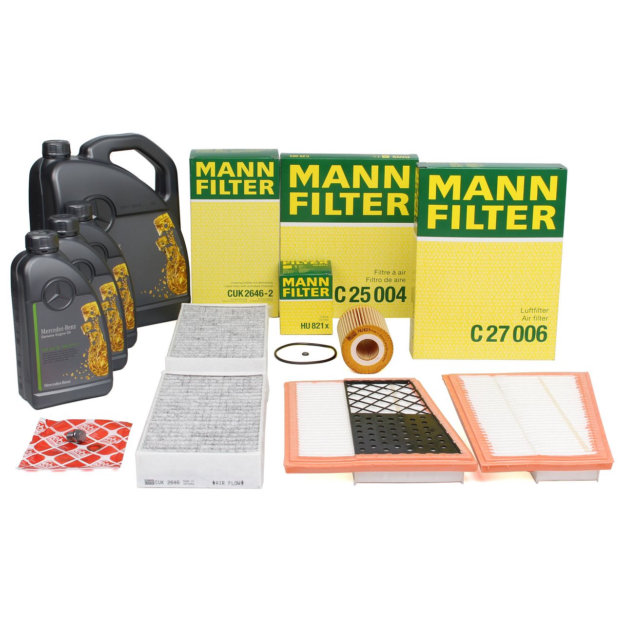 MANN Filterset 3-tlg + 8L ORIGINAL 5W30 Motoröl MERCEDES X164 W164 W251 V251 OM642