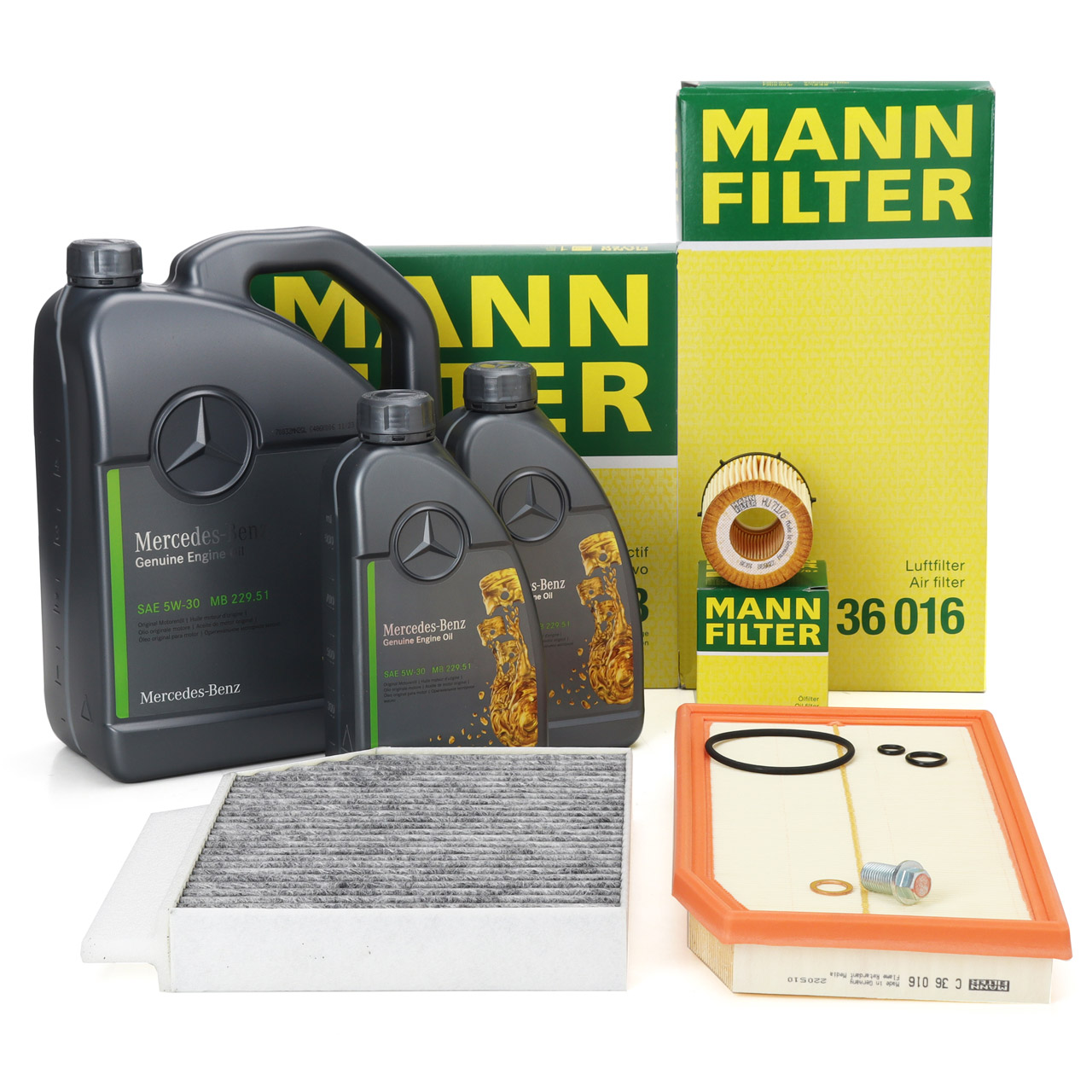 MANN Filterset + 7L ORIGINAL 5W30 MB 229.51 Motoröl MERCEDES W205 W213 C/A238 X/C253 M264