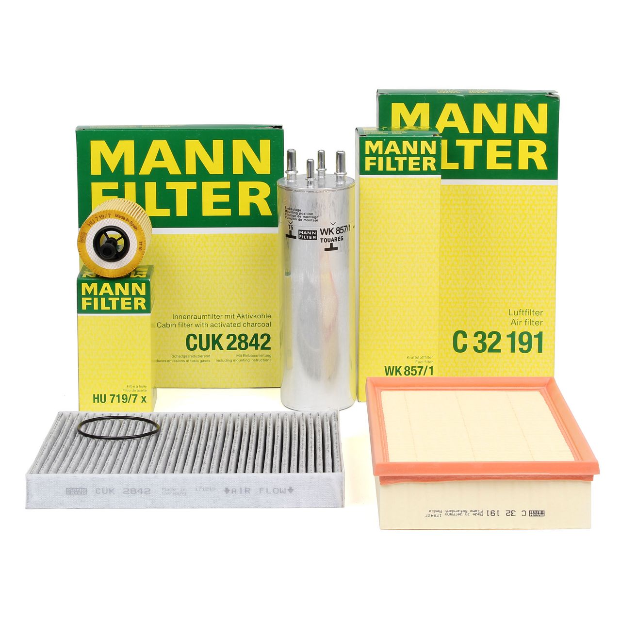 MANN Filterset Filterpaket 4-tlg VW Multivan Transporter T5 1.9/2.5 TDI 85-174 PS