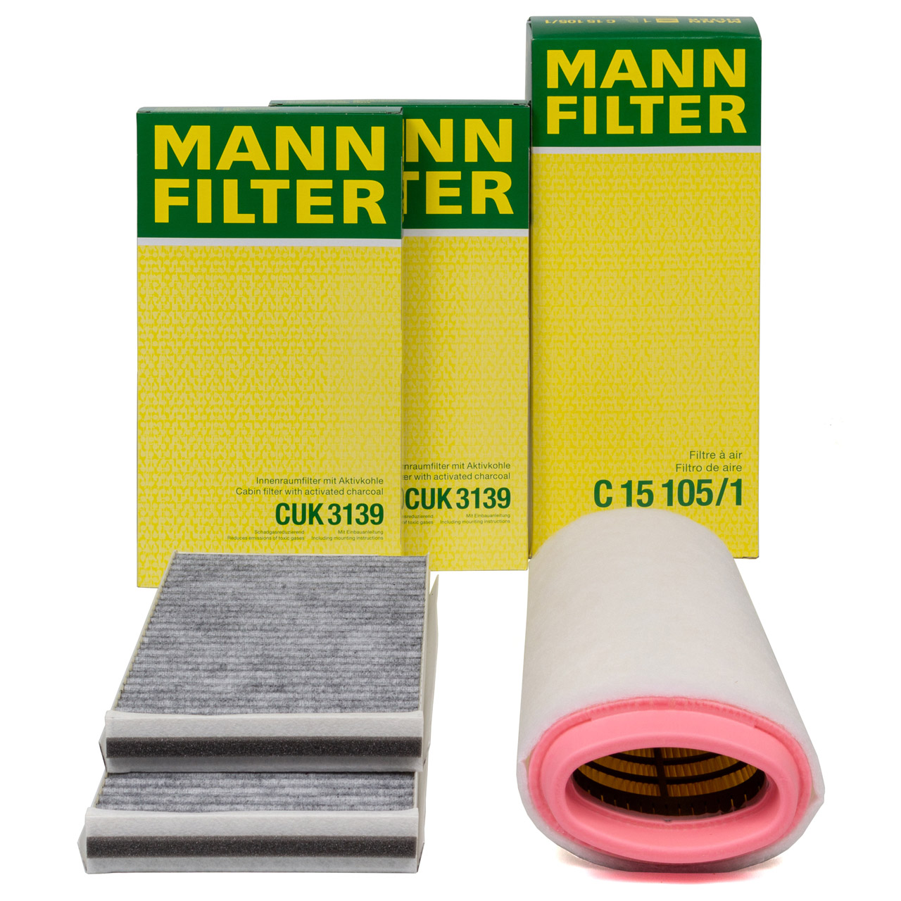 MANN Filterset Innenraum + Luftfilter BMW 5er E60 E61 520d 150/163 PS M47