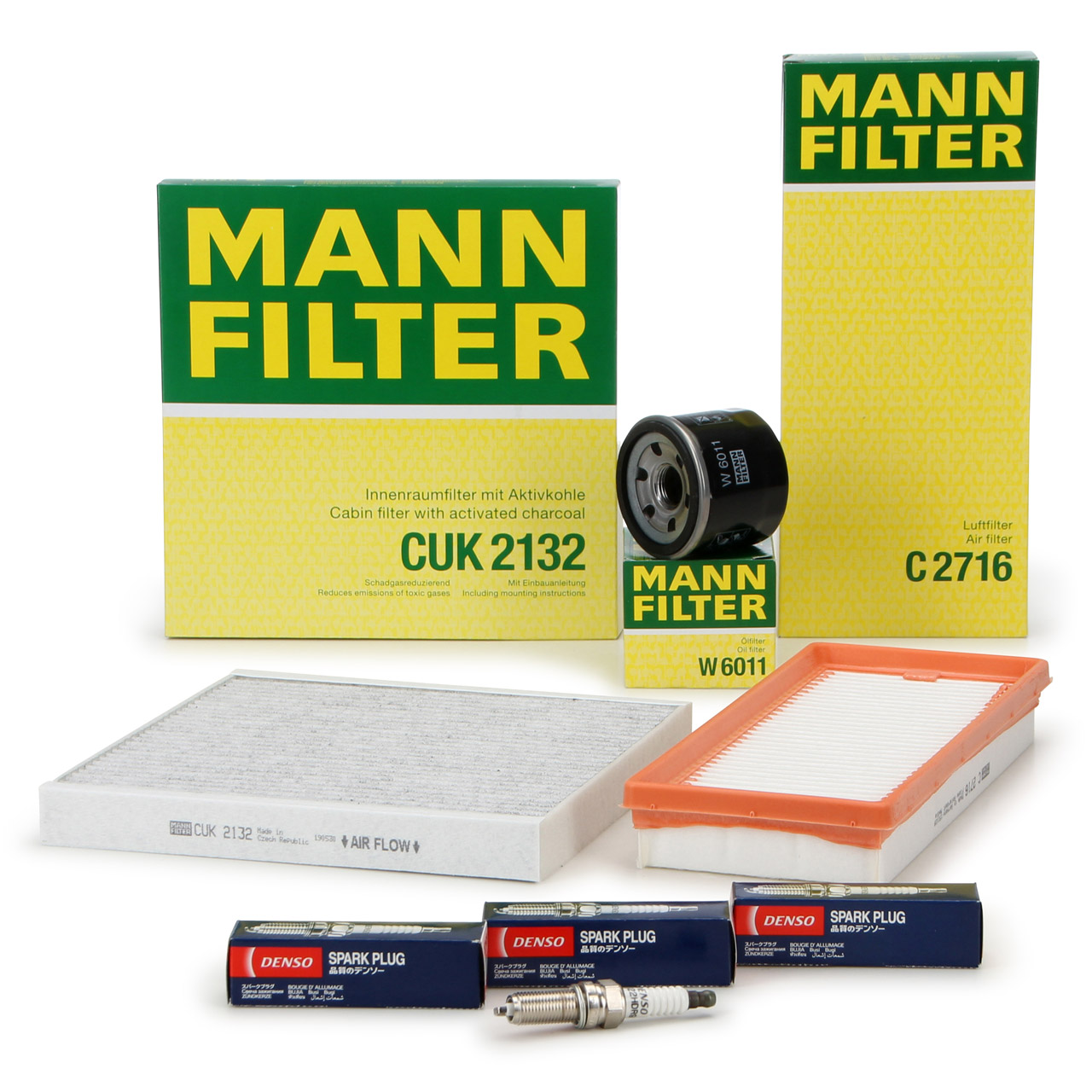 MANN Filterset Filterpaket + 3x DENSO Zündkerze SMART ForTwo (451) 1.0 61-120 PS