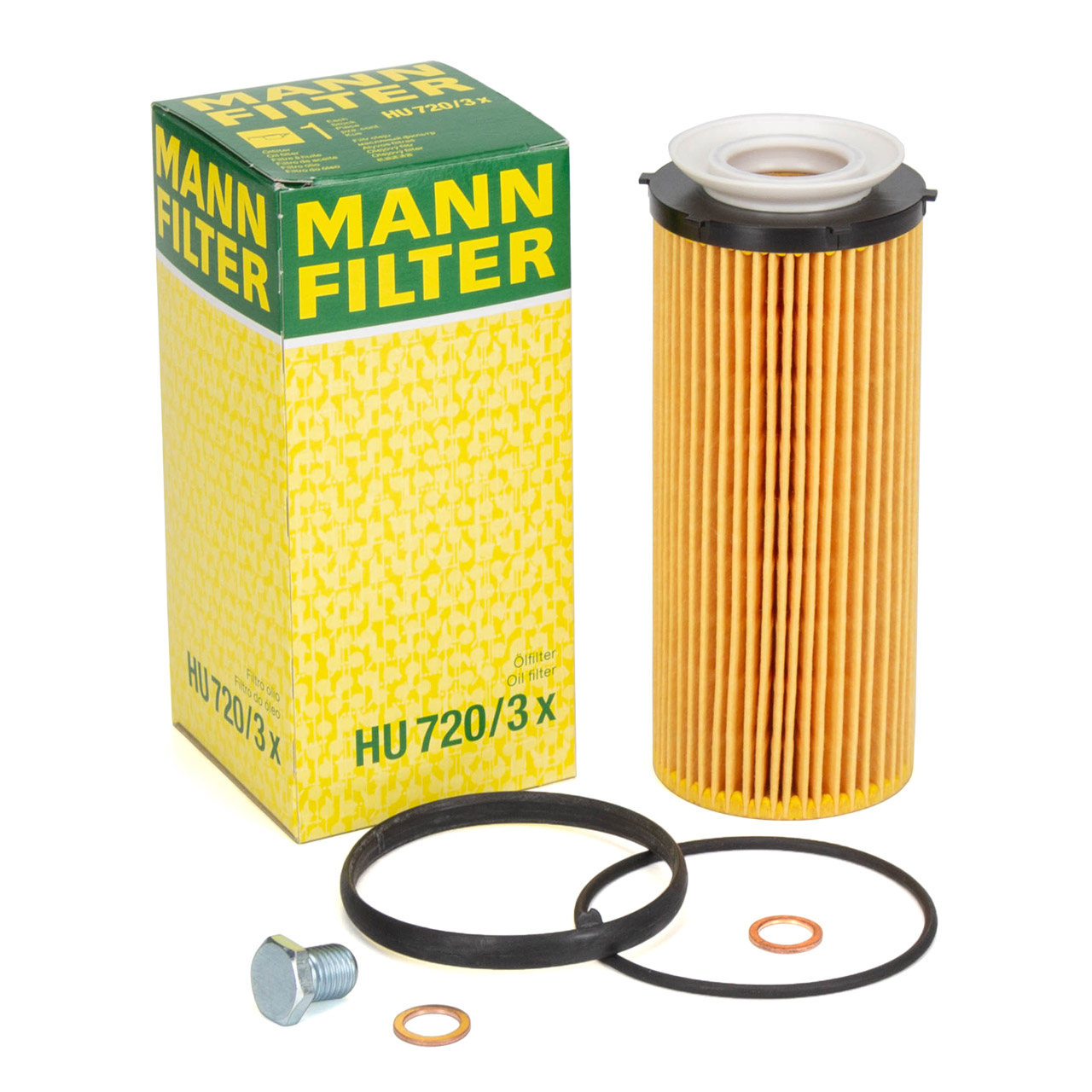 MANN HU720/3x Ölfilter + Schraube BMW E90-93 F10 F11 F07 F01-04 X5 E70 X6 E71 E72 N57