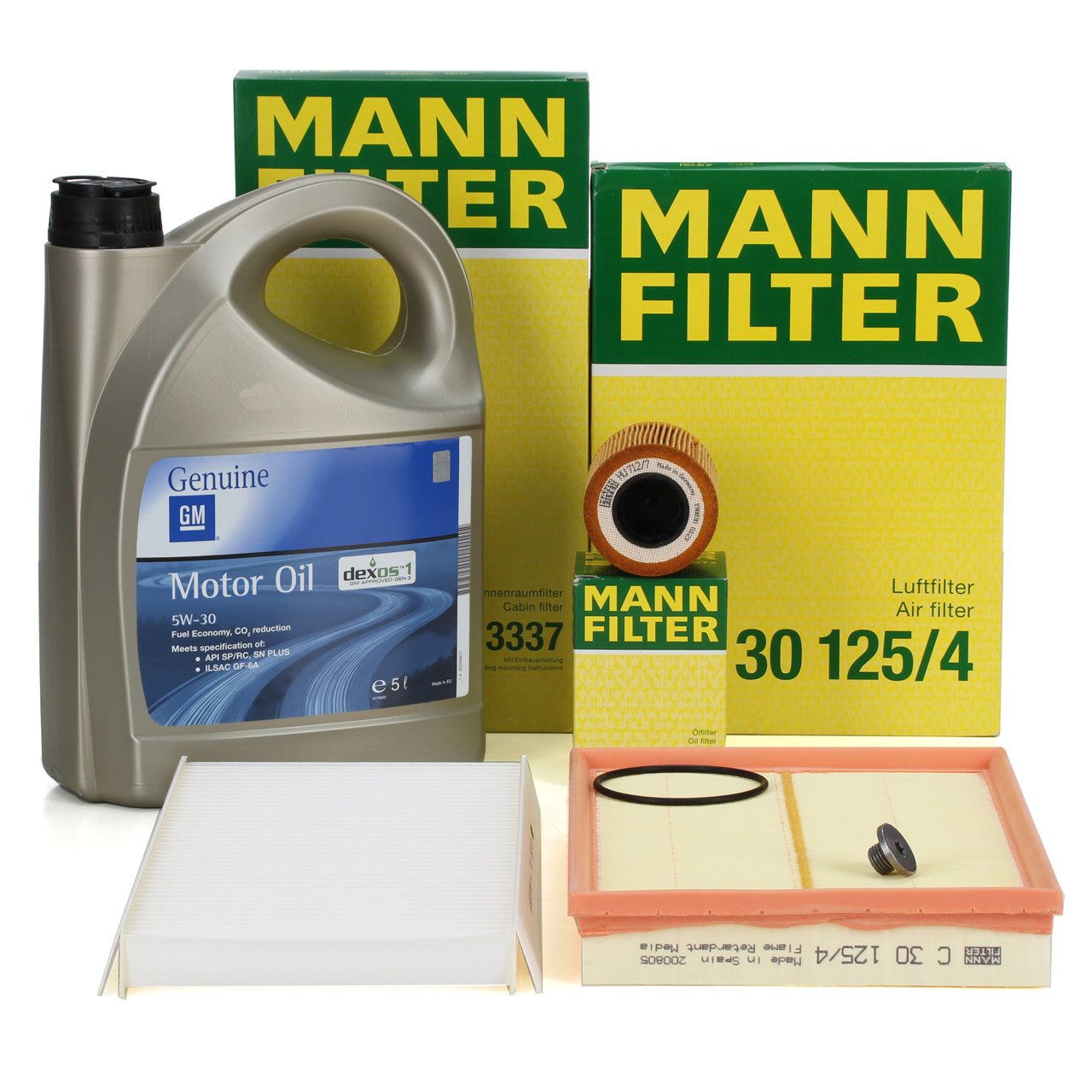 MANN Filterset 3-tlg + 5L ORIGINAL 5W30 dexos1 Gen3 Motor OPEL