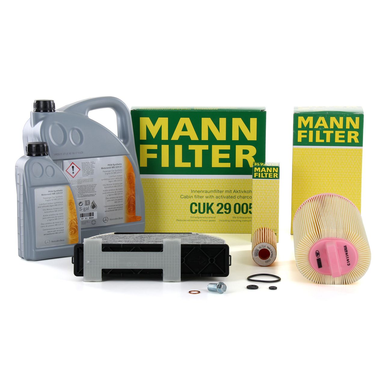 MANN Filterset + 6L ORIGINAL 5W30 Motoröl MERCEDES W204 S204 C180 C200 W212 E200NGT M271