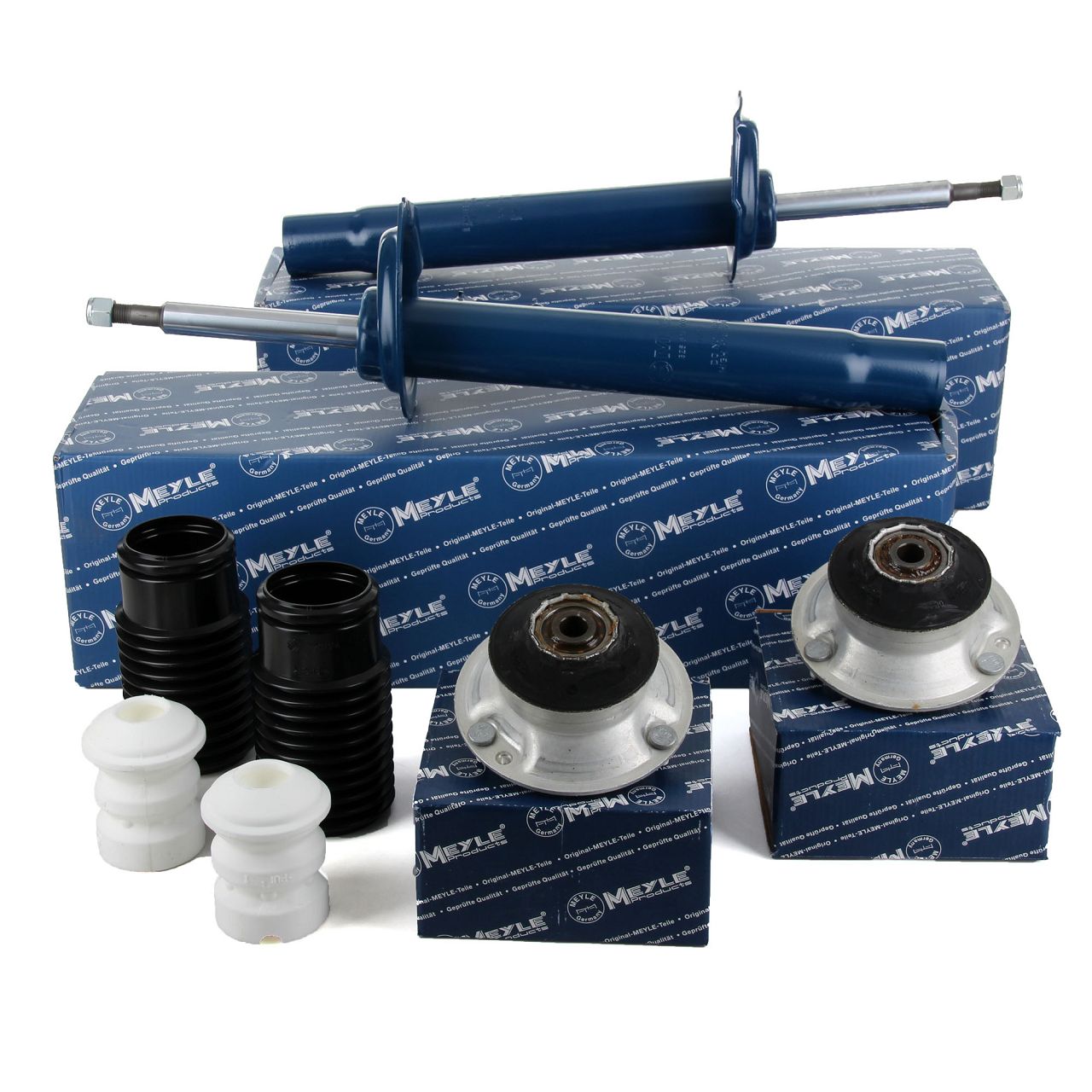2x MEYLE Sto&szlig;d&auml;mpfer + Federbeinst&uuml;tzlager + Staubschutz f&uuml;r BMW 3er Limo + Touring vorne