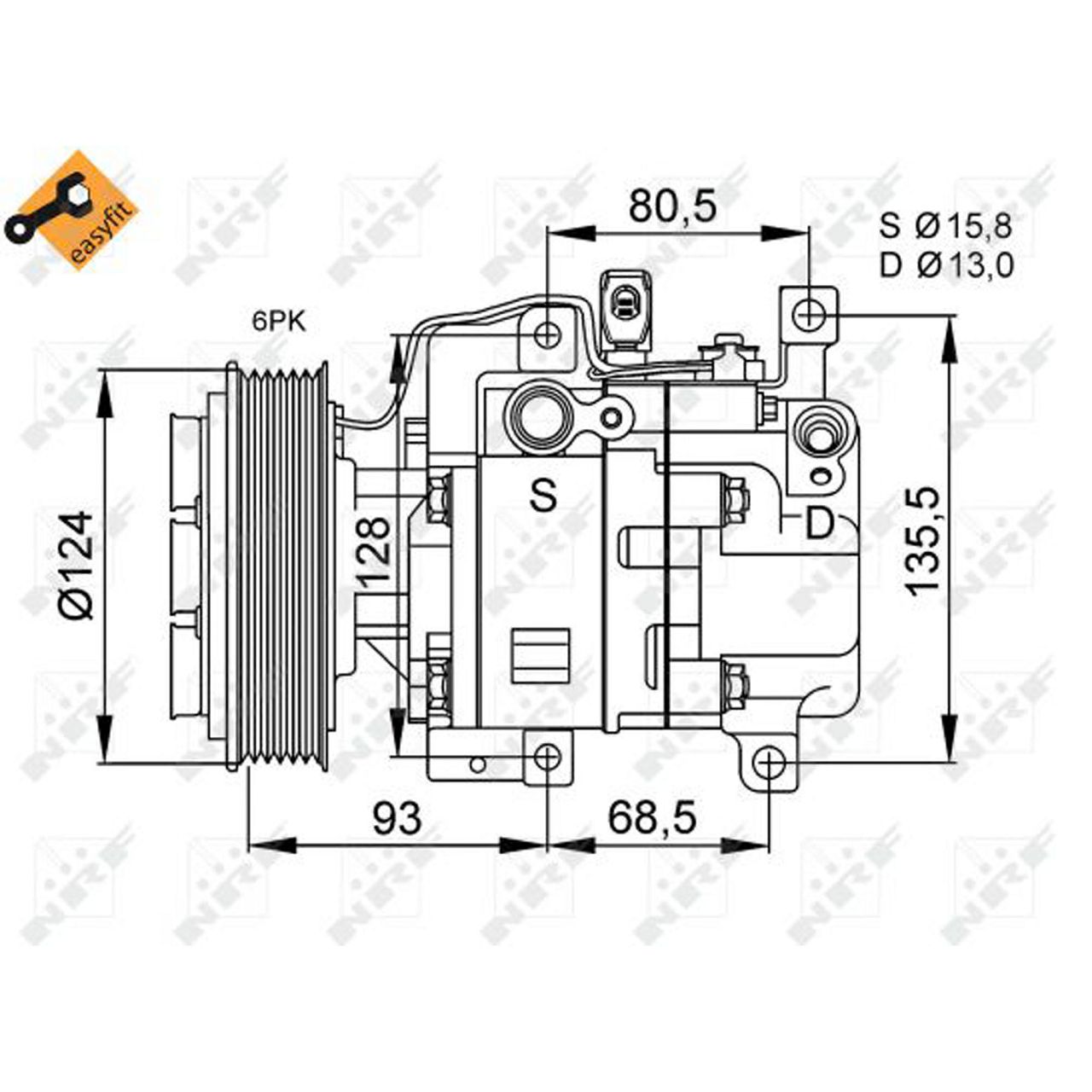NRF 32408 EASY FIT Klimakompressor MAZDA 3 (BK) CX-7 (ER) 2.3 MPS Turbo 6 (GG GY) 1.8-2.3