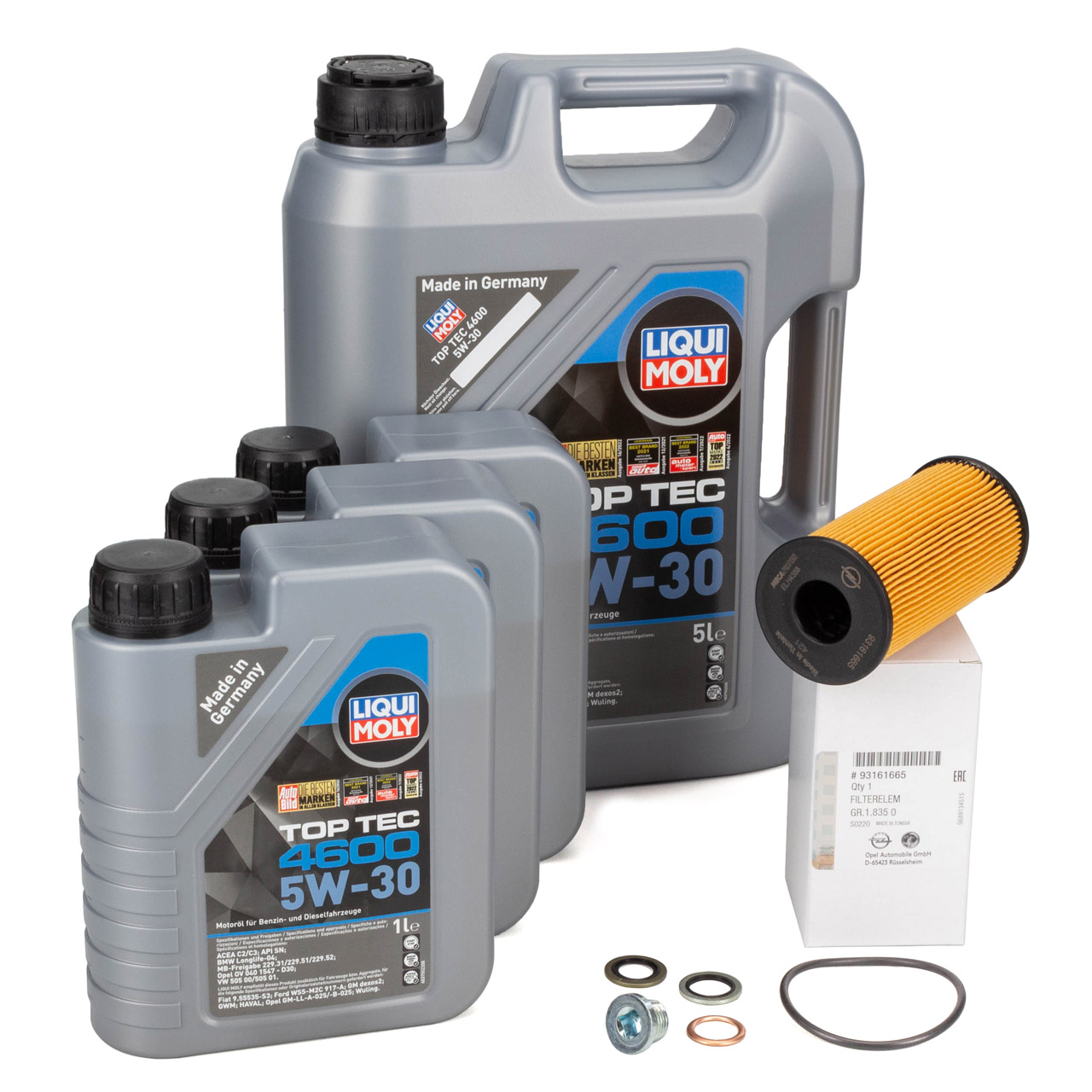 Inspektionspaket Wartungspaket Filterset mit 5 L Motoröl Longlife 5W-30,  Ölfilter, Luftfilter, Kraftstofffilter, Innenraumfilter, Verschlussschraube  : : Auto & Motorrad