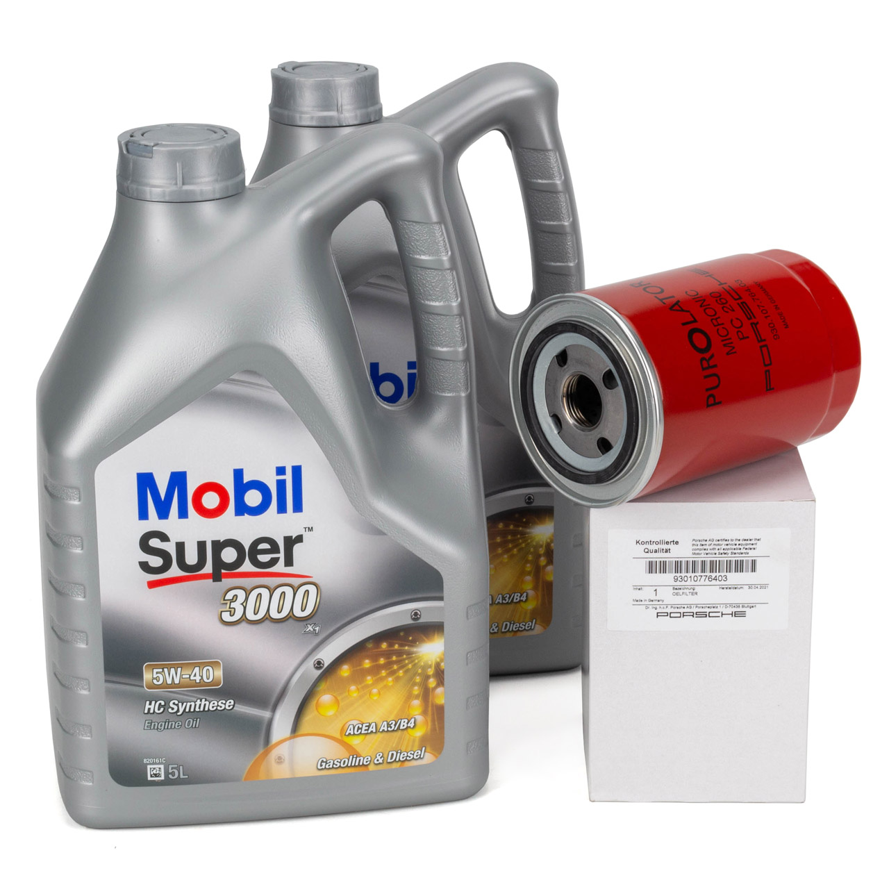 10L Mobil SUPER 3000 X1 5W-40 Motoröl Öl + ORIGINAL Porsche Ölfilter 93010776403
