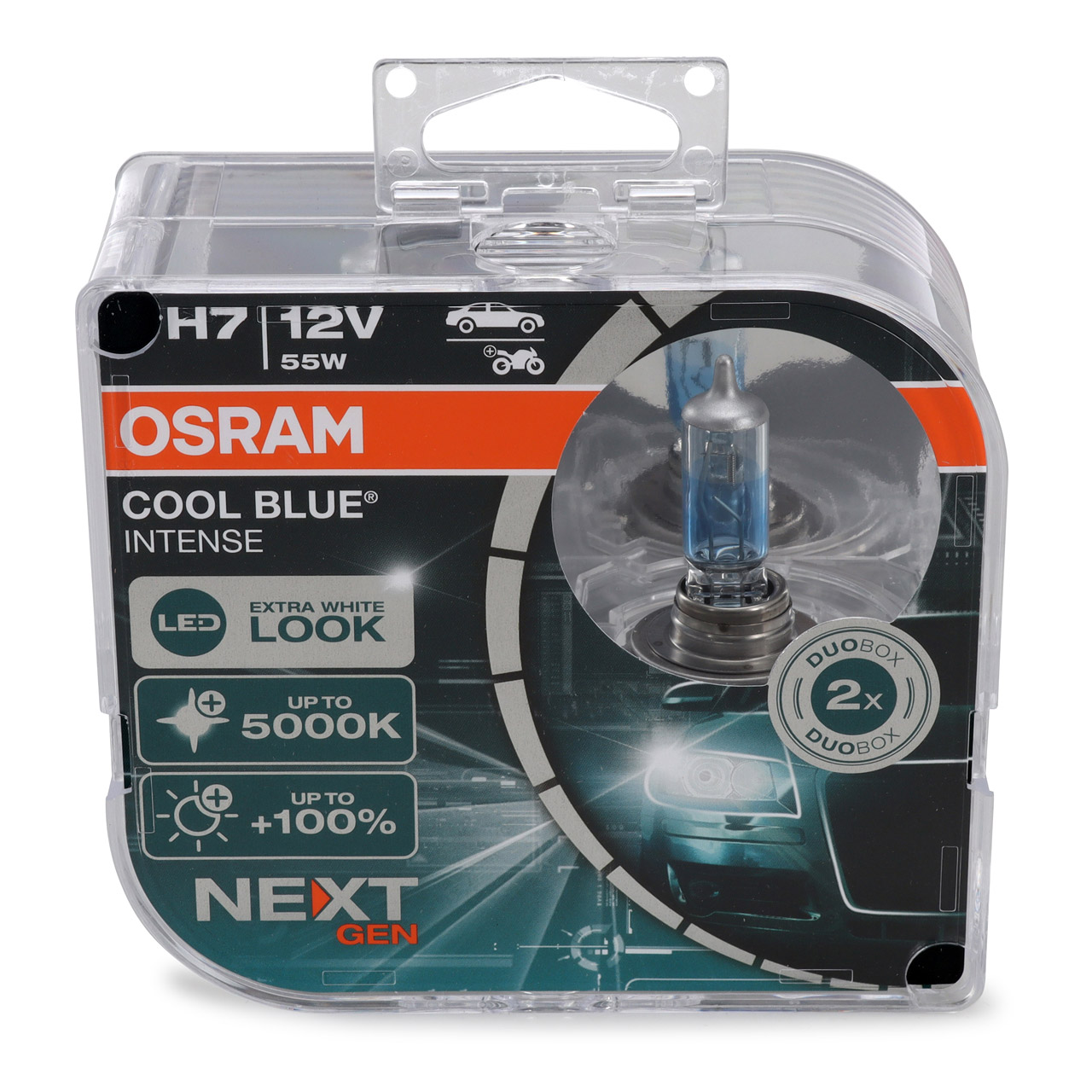 2x OSRAM Glühlampe H7 COOL BLUE INTENSE Next Gen 12V 55W PX26d +100% 5000K