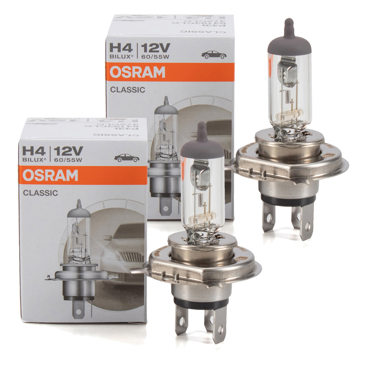 2x OSRAM Glühlampe Halogenlampe H4 CLASSIC 12V 55/60W P43t 64193CLC