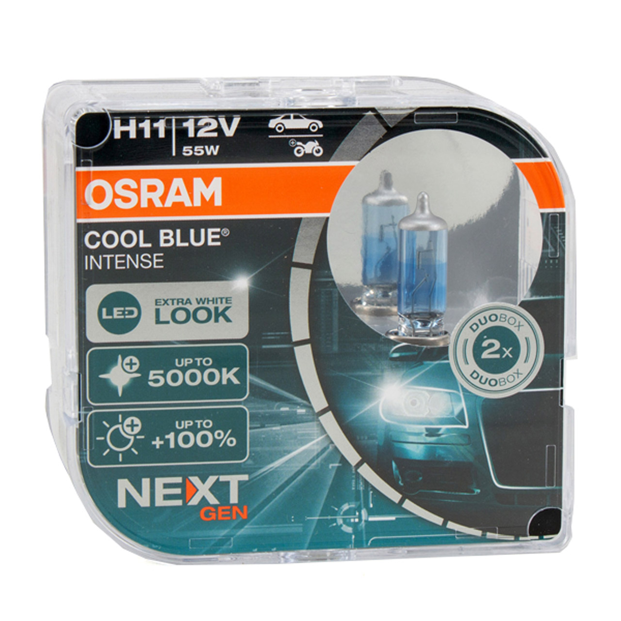 2x OSRAM Glühlampe H11 COOL BLUE INTENSE Next Gen 12V 55W PGJ19-2 +100% 5000K