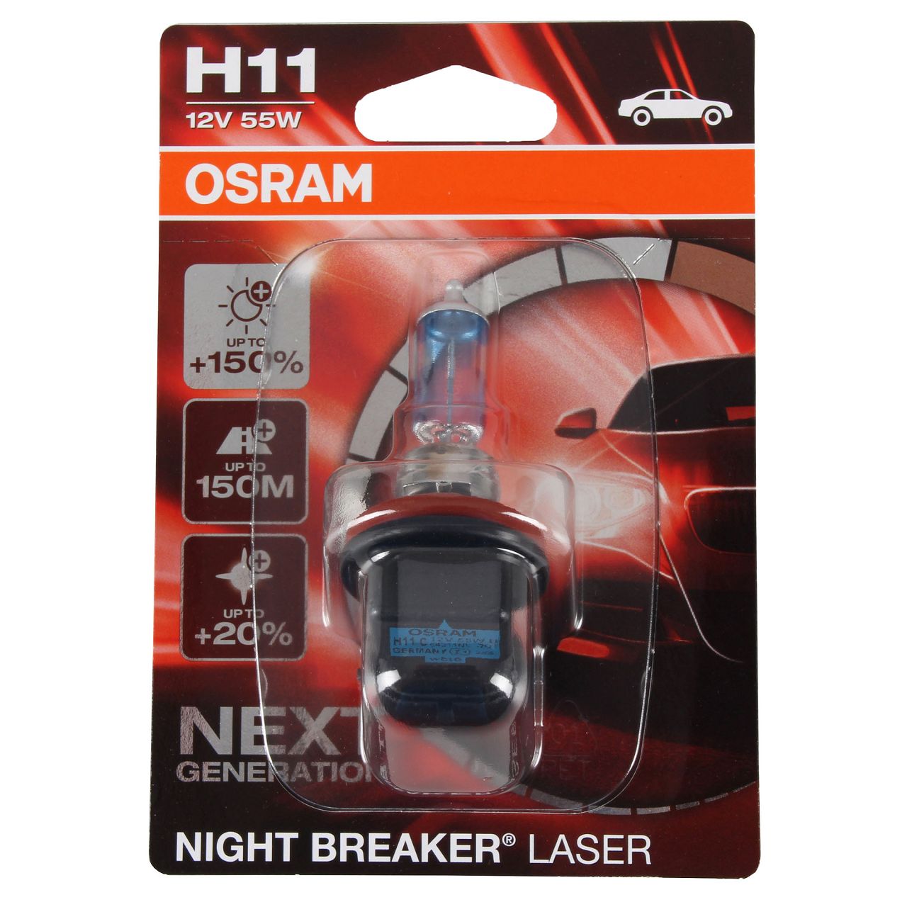 OSRAM Glühlampe H11 NIGHT BREAKER LASER 12V 55W PGJ19-2 next Generation +150%