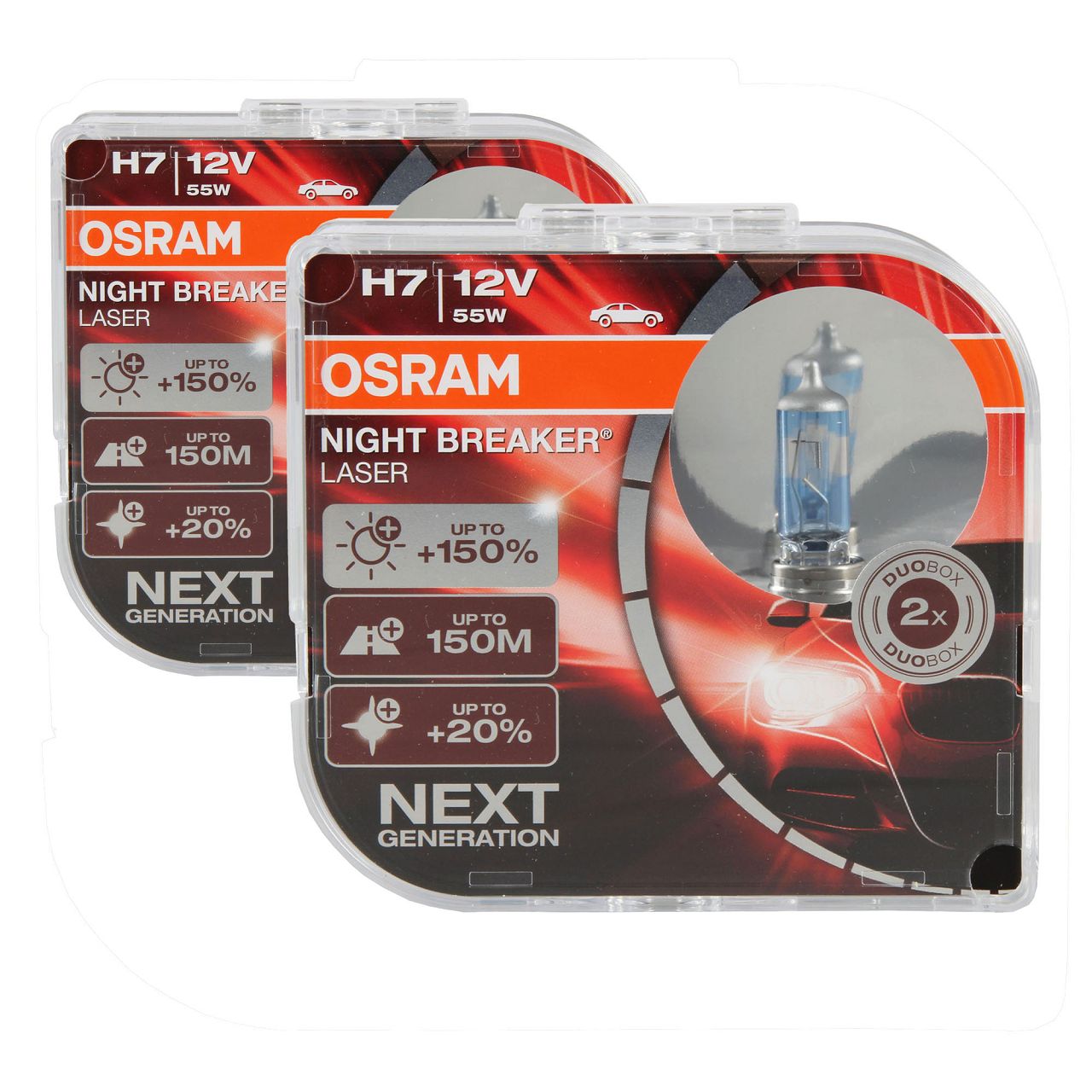 4x OSRAM Glühlampe H7 NIGHT BREAKER LASER 12V 55W PX26d next Generation +150%