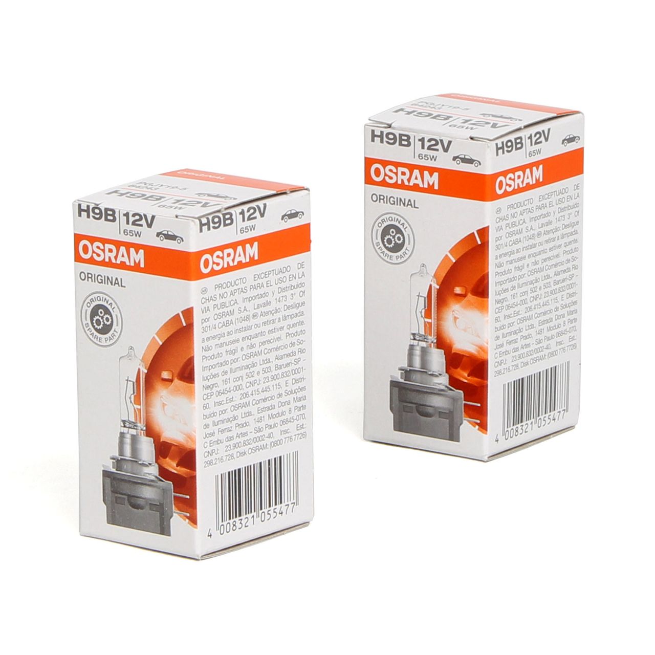 2x OSRAM H9B Halogen Bulb ORIGINAL LINE 12V 65W PGJY-5 64243