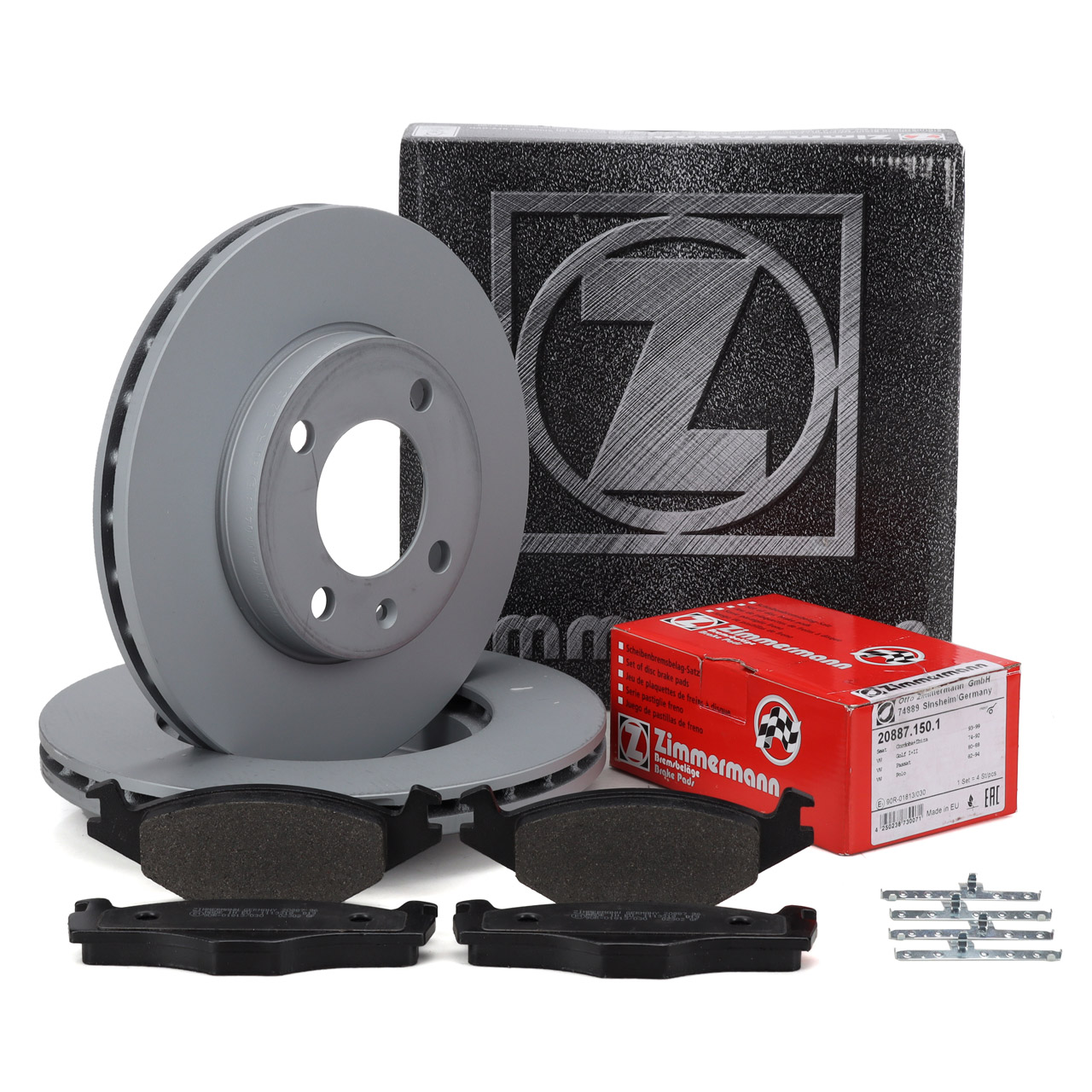 ZIMMERMANN Bremsscheiben + Bel&auml;ge f&uuml;r VW Golf 1 2 1.6/1.8 GT/GTI Jetta 1 2 53B vorne