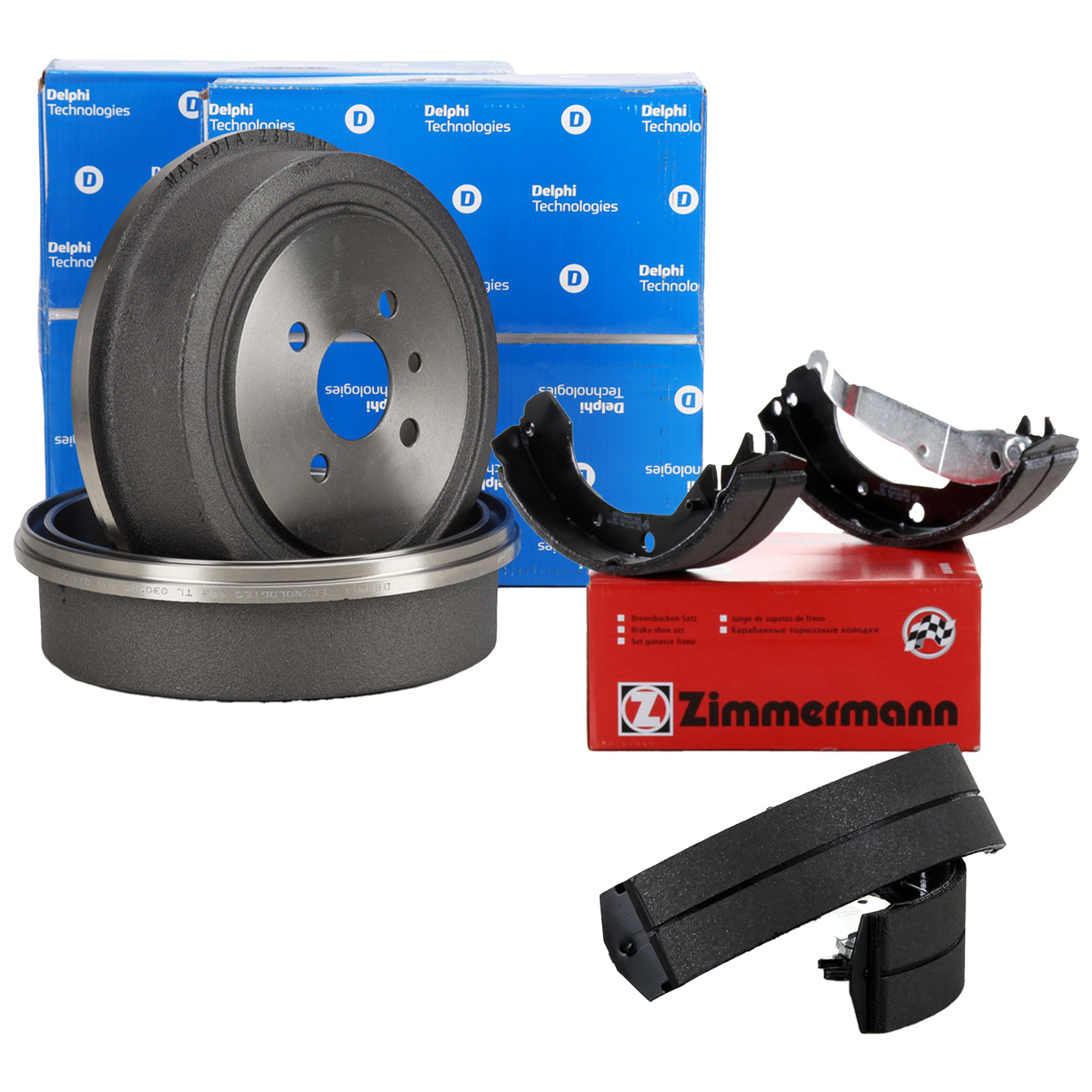 DELPHI Bremstrommeln Set BFR595 203mm Hinten - 2x Trommeln Mit Lager Für Dacia Sandero