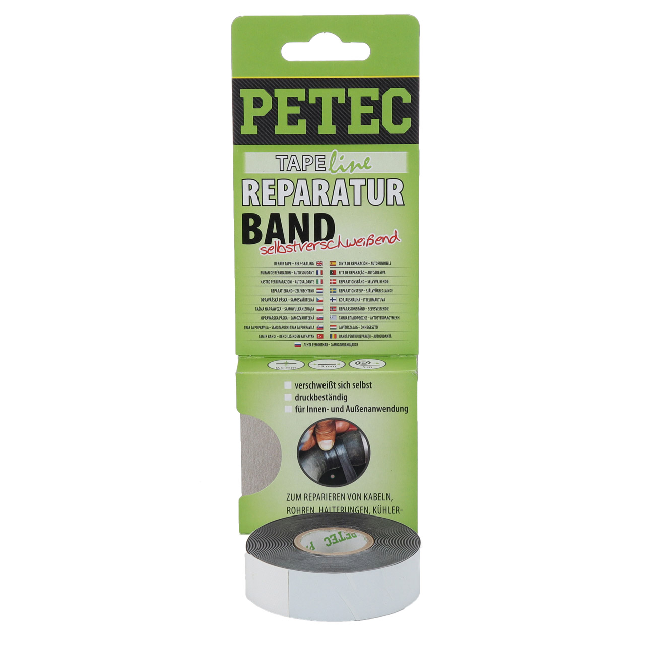 PETEC 94905 Klebeband Reparaturband Reparatur Band selbstverschweißend schwarz 5m