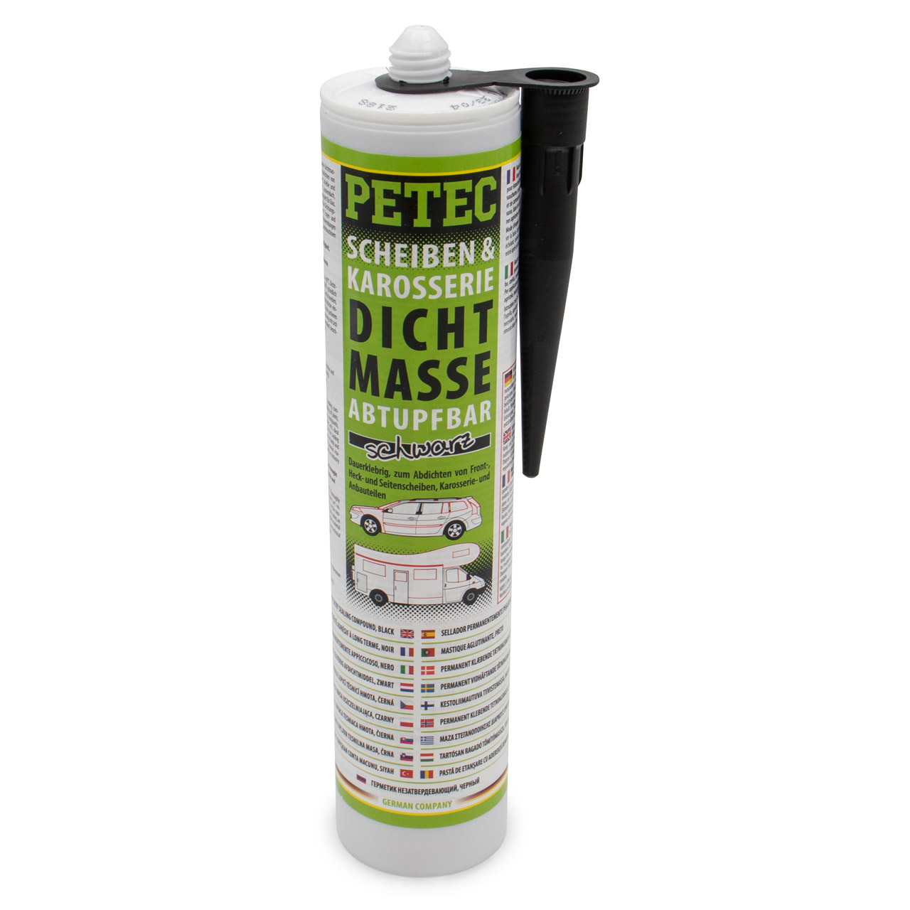 PETEC 83300 Scheiben & Karosserie Dichtmasse Scheibendichtmasse Abtupfbar schwarz 310ml