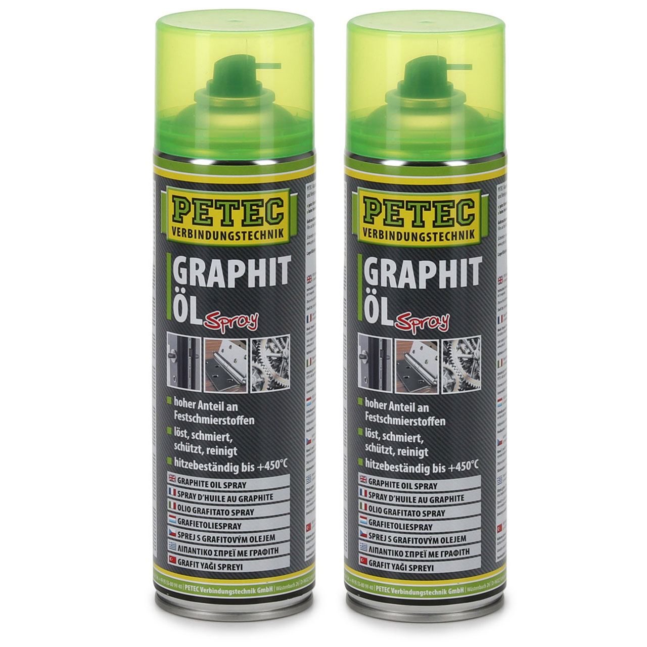 PETEC 72250 Grafitspray Graphit-Öl Spray Schmiermittel Spraydose 2x 500ml 