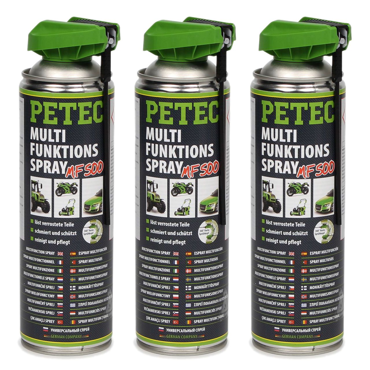 PETEC 71250 Multifunktionsspray Universalspray Multifunktionsöl Pflege 3x 500ml