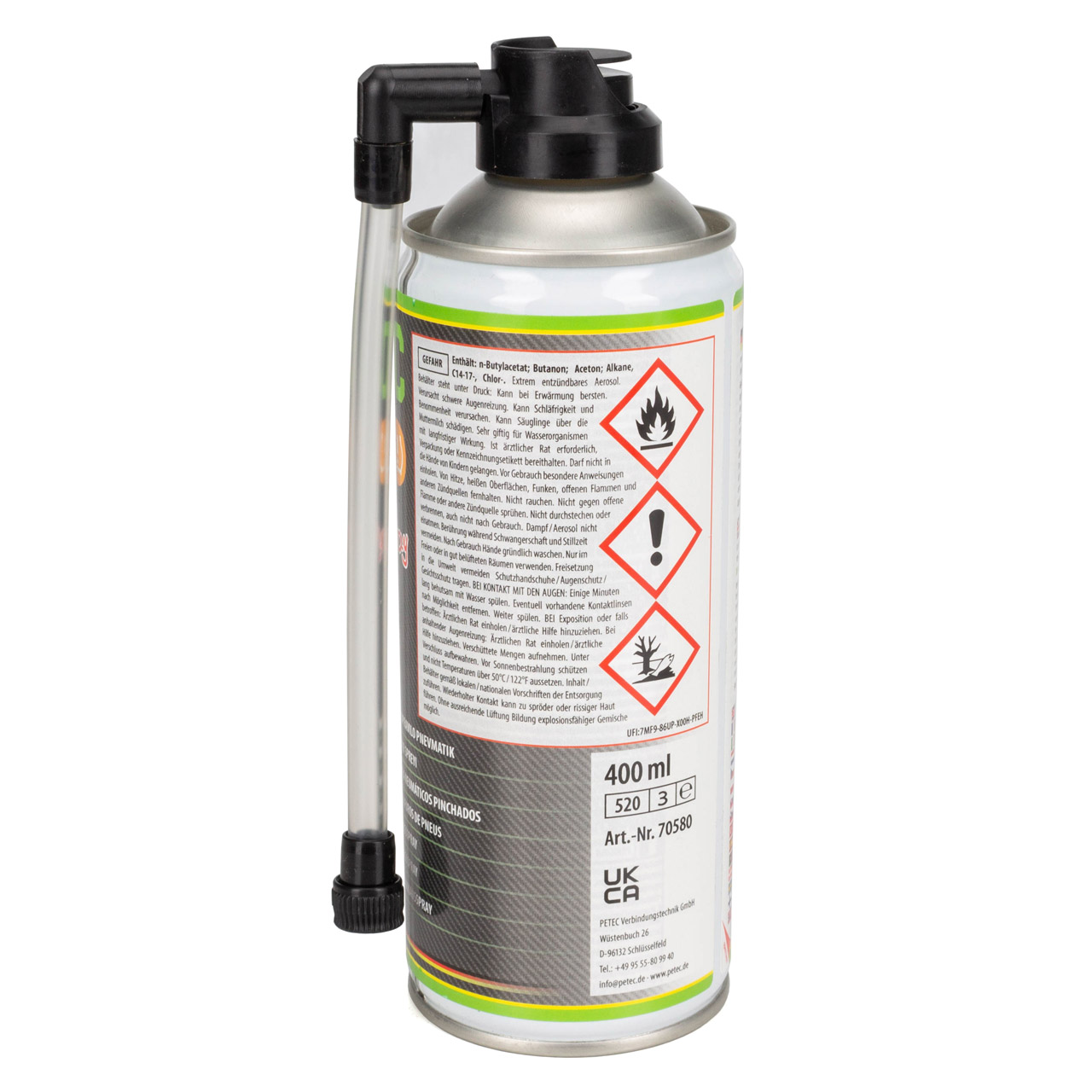 PETEC 70580 Reifenpannenspray Reifendicht Dichtmittel KFZ Reifen Pannenspray Spray 400ml