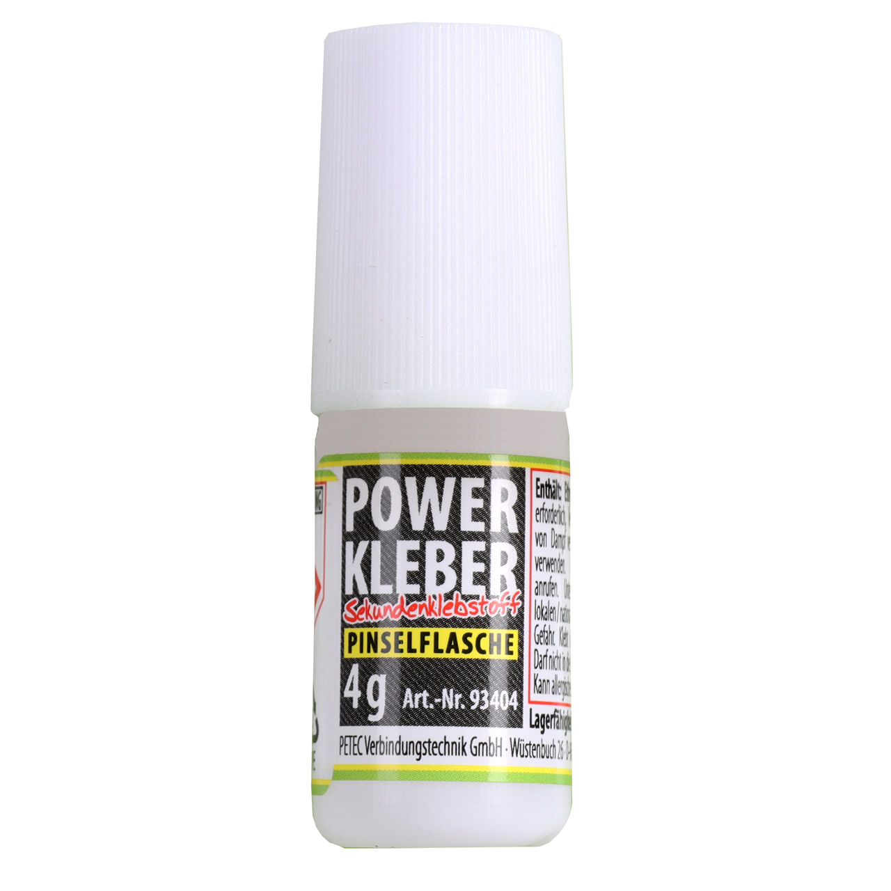 PETEC 93404 Power Kleber Sekundenklebstoff Sekundenkleber Pinsel-Flasche 4g