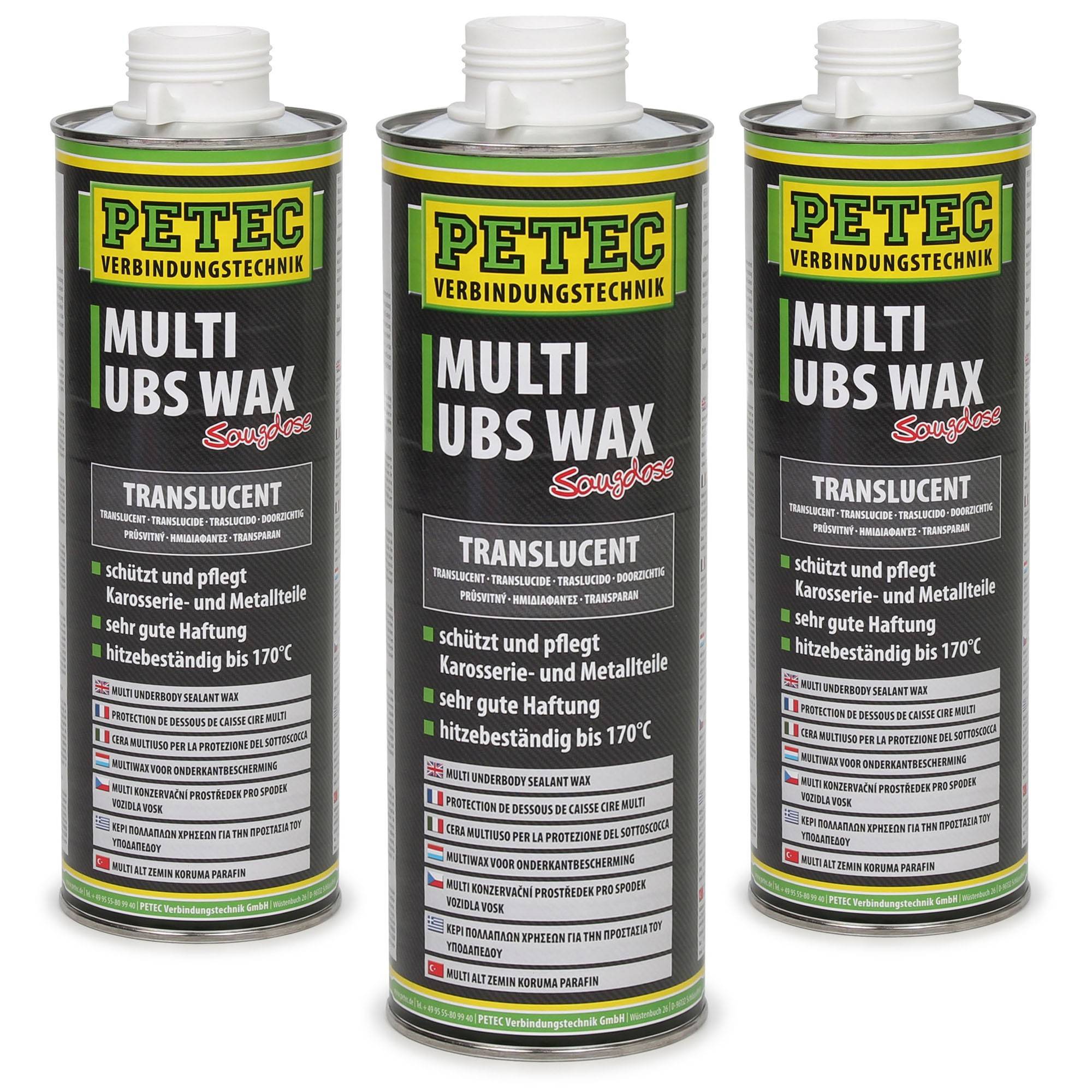 3x 1 Liter PETEC 73410 MULTI UBS-WAX Saugdose Unterbodenschutz Korrosionsschutz