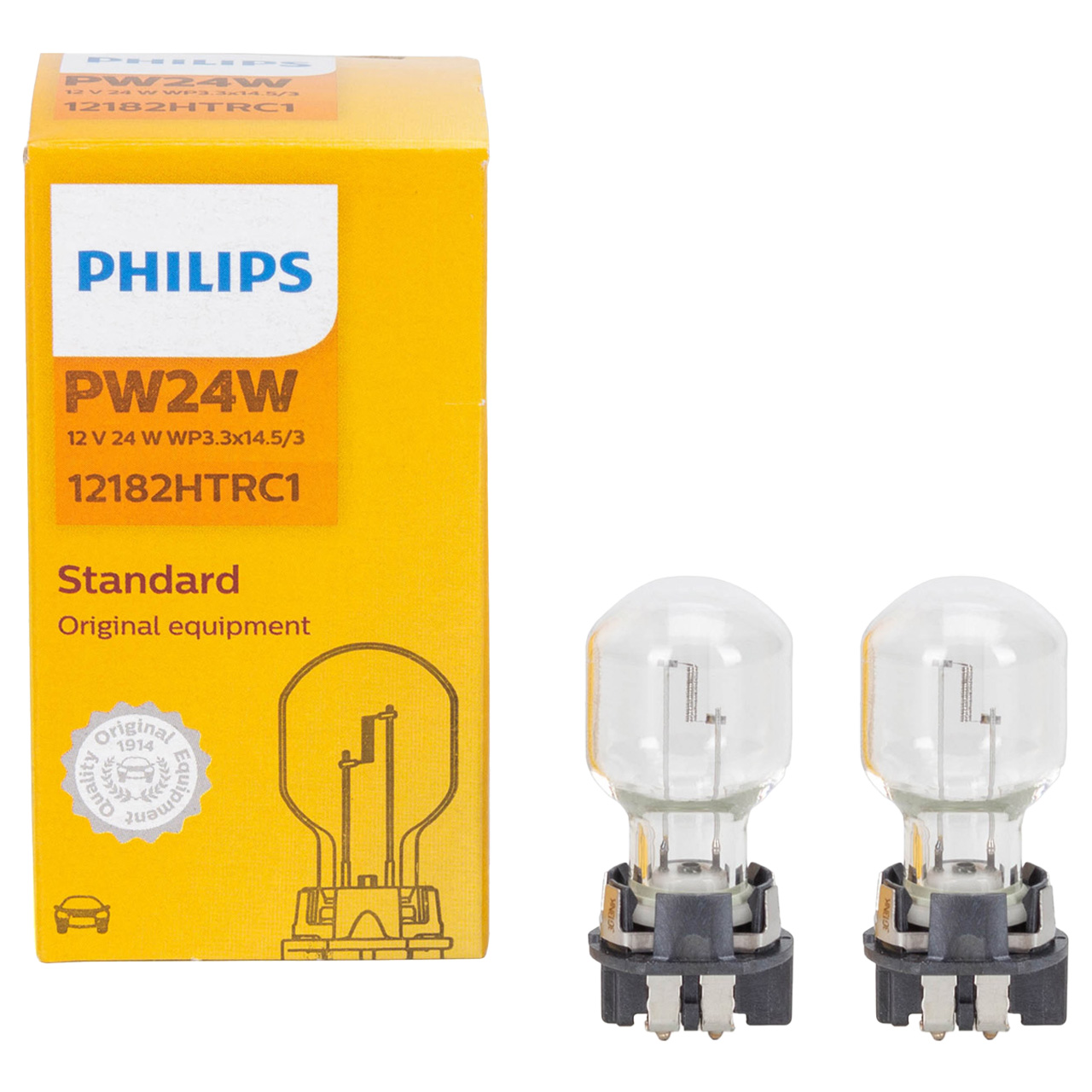 2x PHILIPS Halogenlampe Blink- Bremsleuchte Tagfahrleuchte PW24W 12V 24W WP3.3x14.5/3