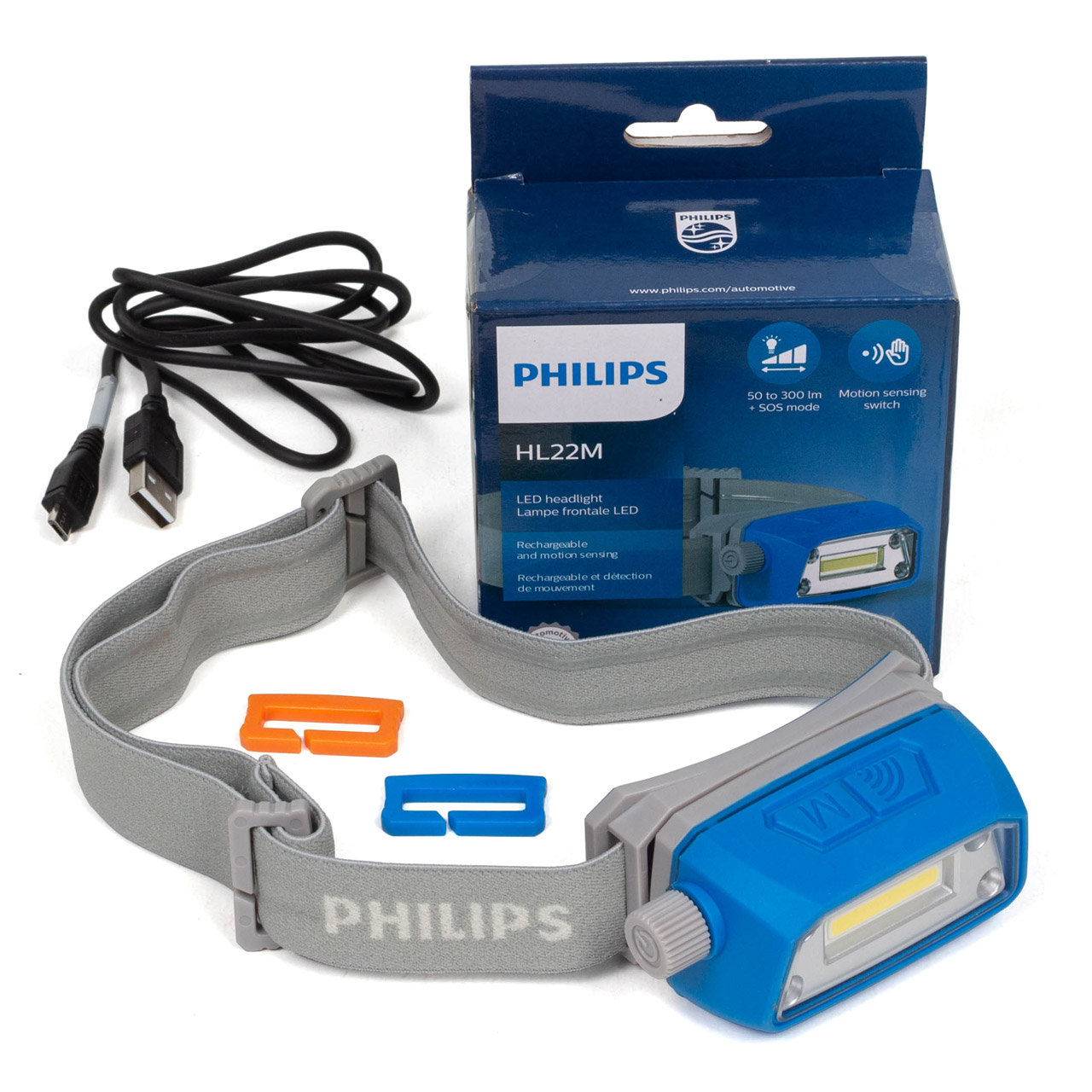 PHILIPS HL22M LPL74X1 LED Stirnlampe Kopflampe Handleuchte 50-300 Lumen 3,7V 1400mAh IP67