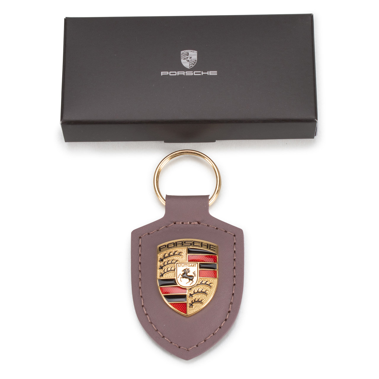 ORIGINAL Porsche Schlüsselanhänger FROZEN BERRY Leder mit Wappen WAP0500320NWSA