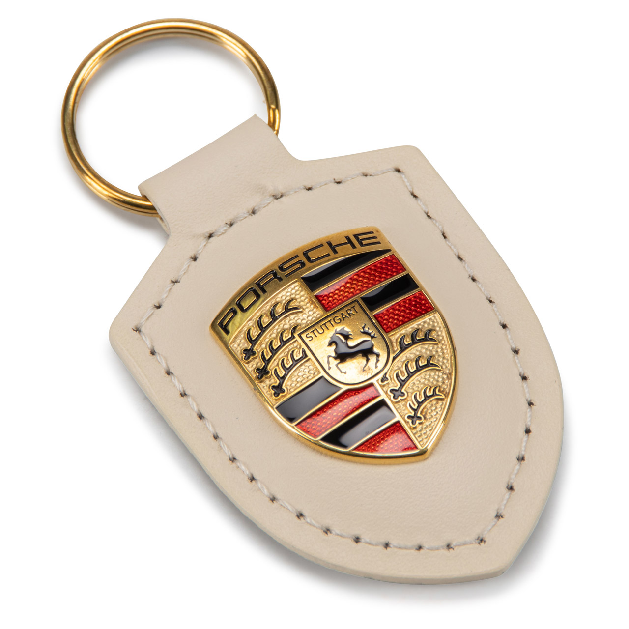 ORIGINAL Porsche Schlüsselanhänger BEIGE Leder mit Wappen WAP0500960E