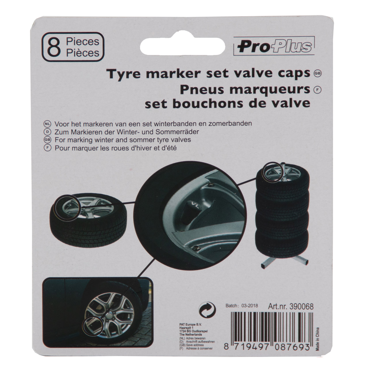 PROPLUS 390068 Rad-Markierungsset Ventilkappen Reifenmarkierung Marker 8-teilig