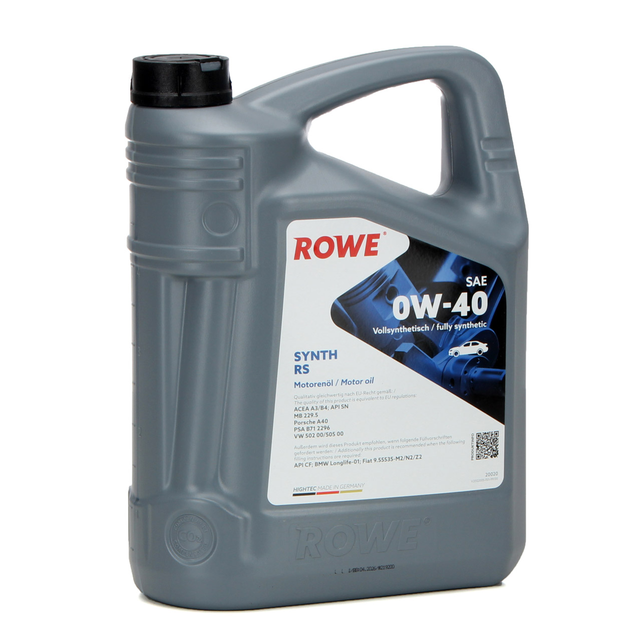 10L 10 Liter ROWE SYNTH RS 0W40 Motoröl Öl MB 229.5 Porsche A40 PSA B712296 VW 502/505.00