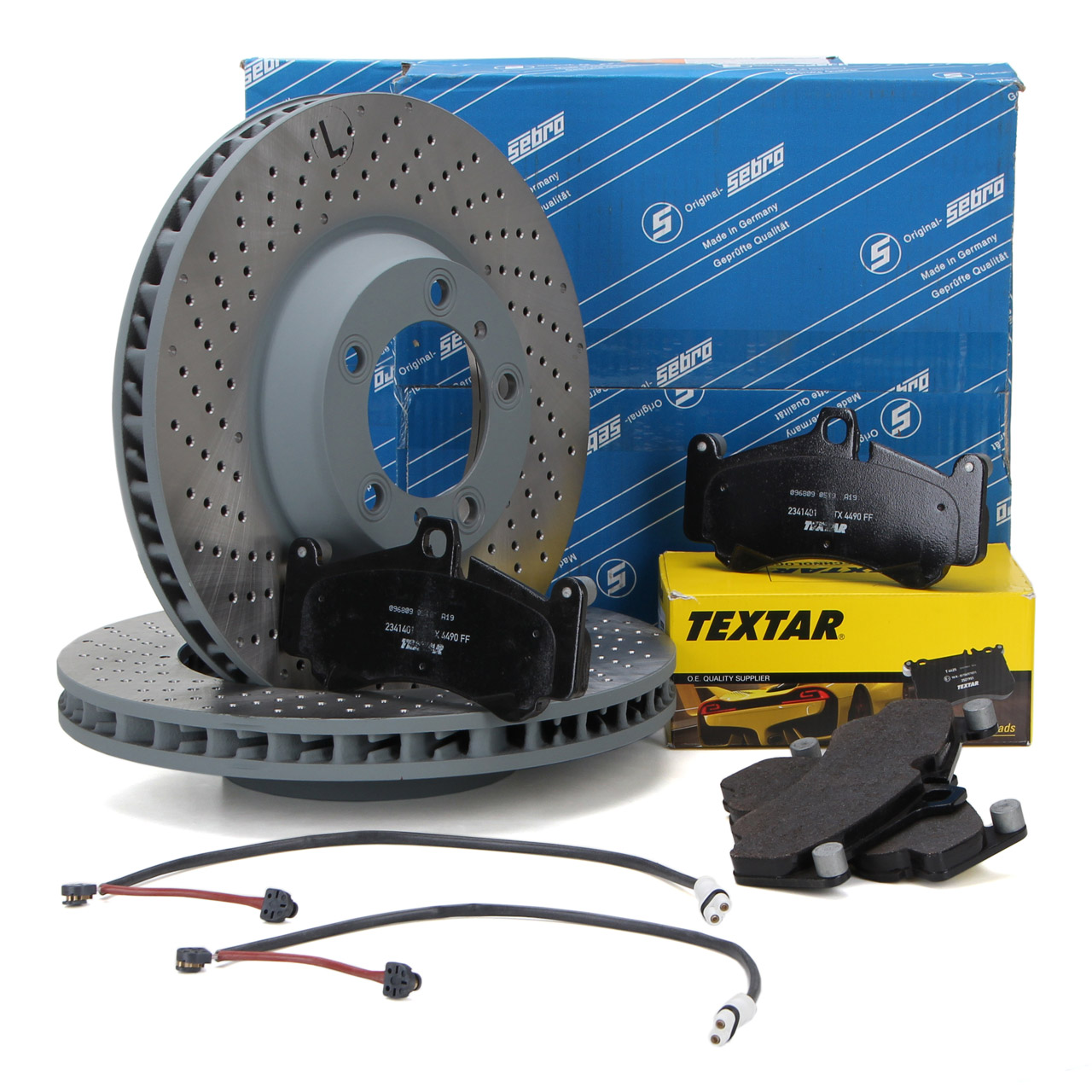 SEBRO Bremsscheiben + TEXTAR Beläge PORSCHE 996 3.6 GT3 / GT2 ab 