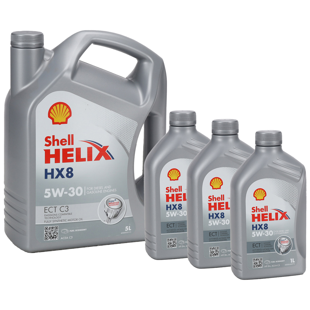 8L 8 Liter SHELL HELIX HX8 5W30 ECT C3 Motor&ouml;l &Ouml;l f&uuml;r BMW LL-04 MB 229.31/51 VW 504/507.00