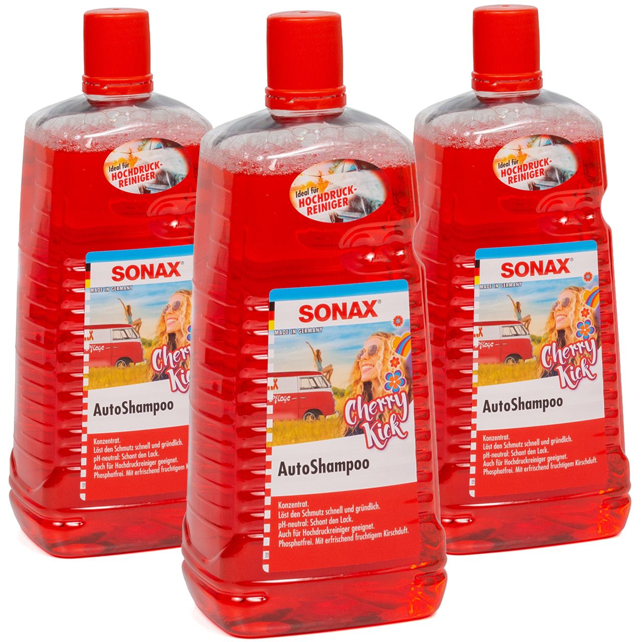 3x 2L 2 Liter SONAX 318541 Autoshampoo Konzentrat Auto-Shampoo Cherry Kick