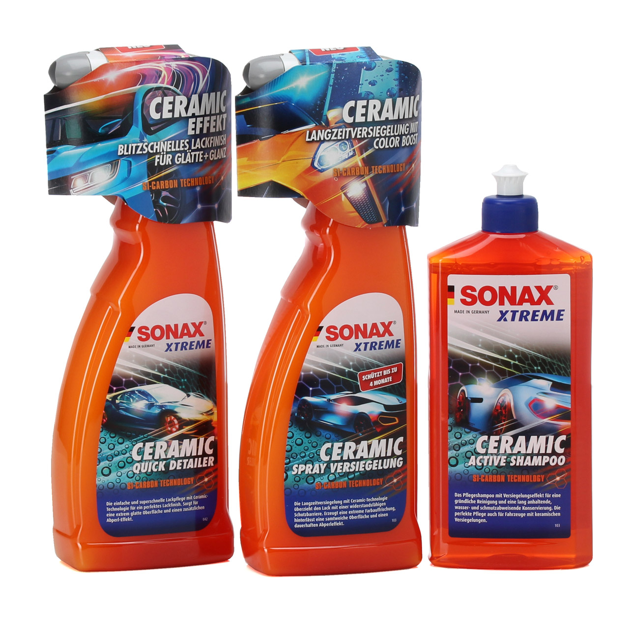 SONAX XTREME Ceramic Active Shampoo + Quick Detailer + Spray Versiegelung