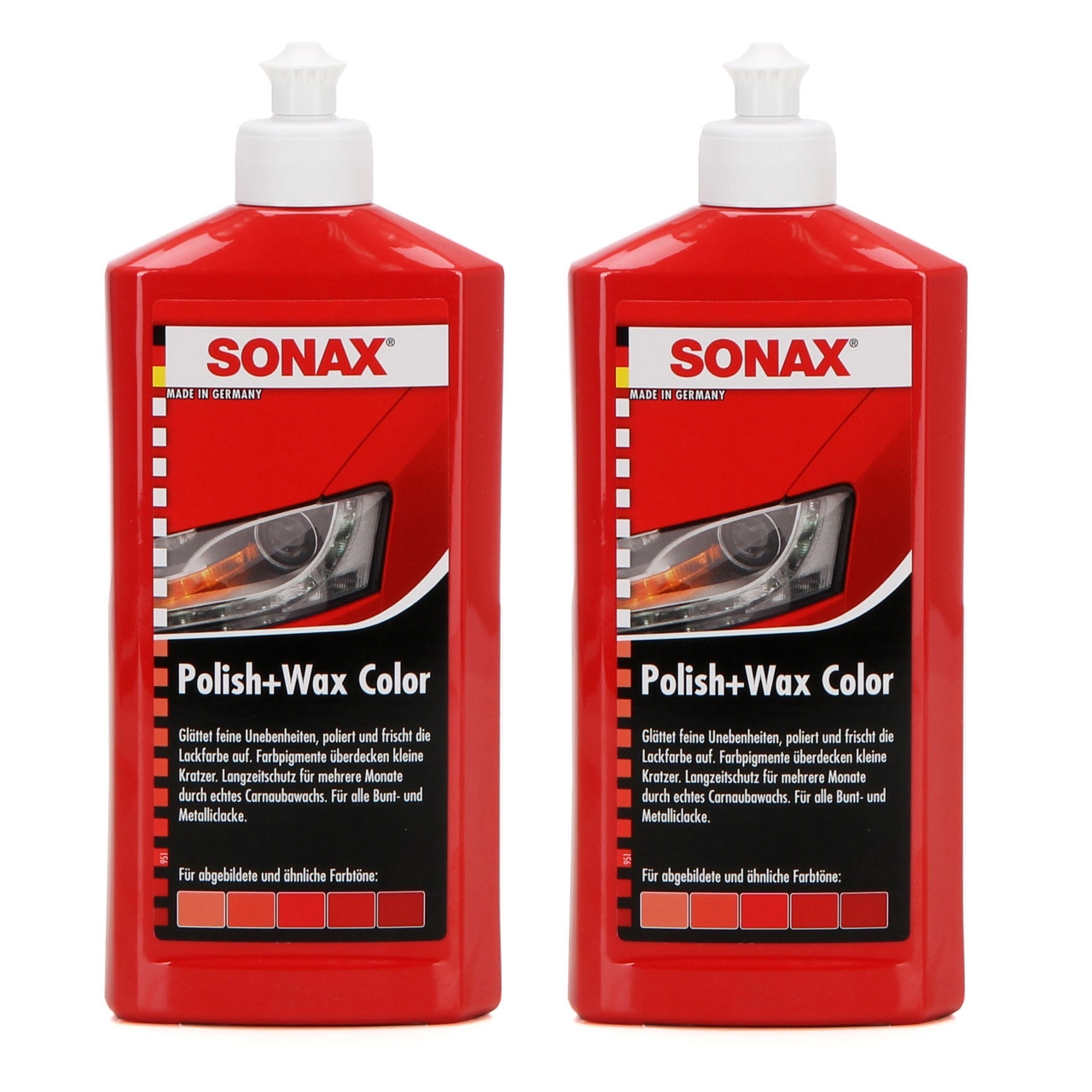 SONAX 296400 POLISH & WAX COLOR Politur & Wachs NanoPro ROT 2x 500ml