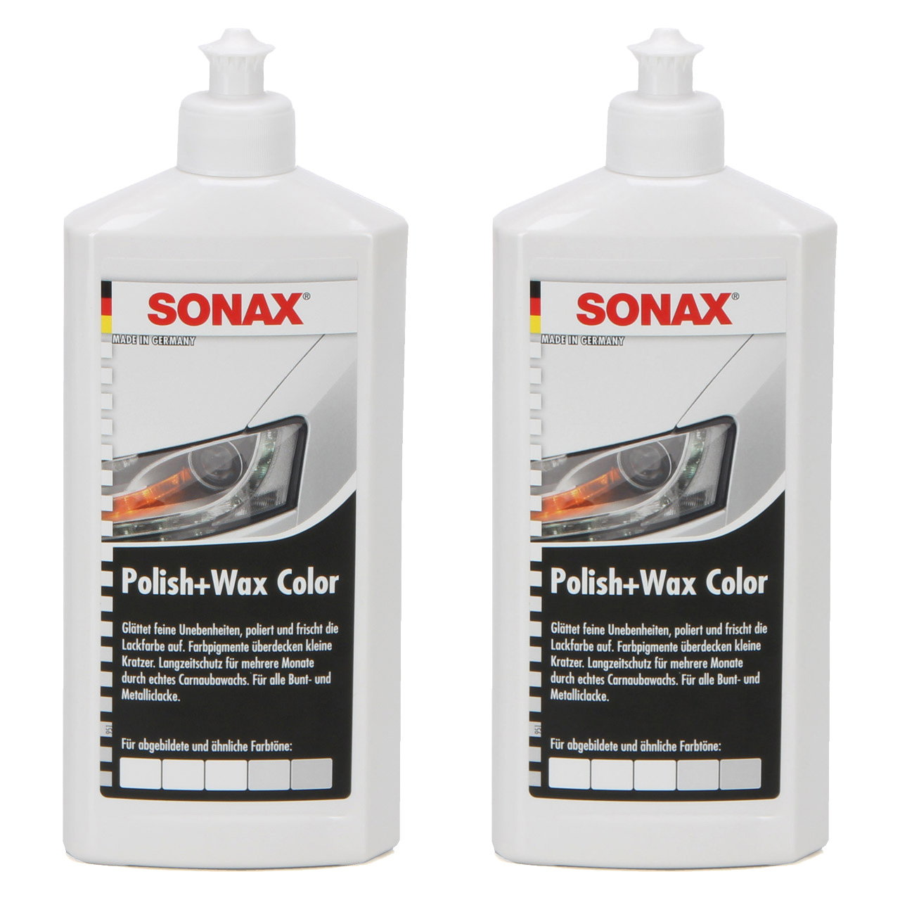SONAX 296000 POLISH & WAX COLOR Politur & Wachs NanoPro WEISS 2x 500ml